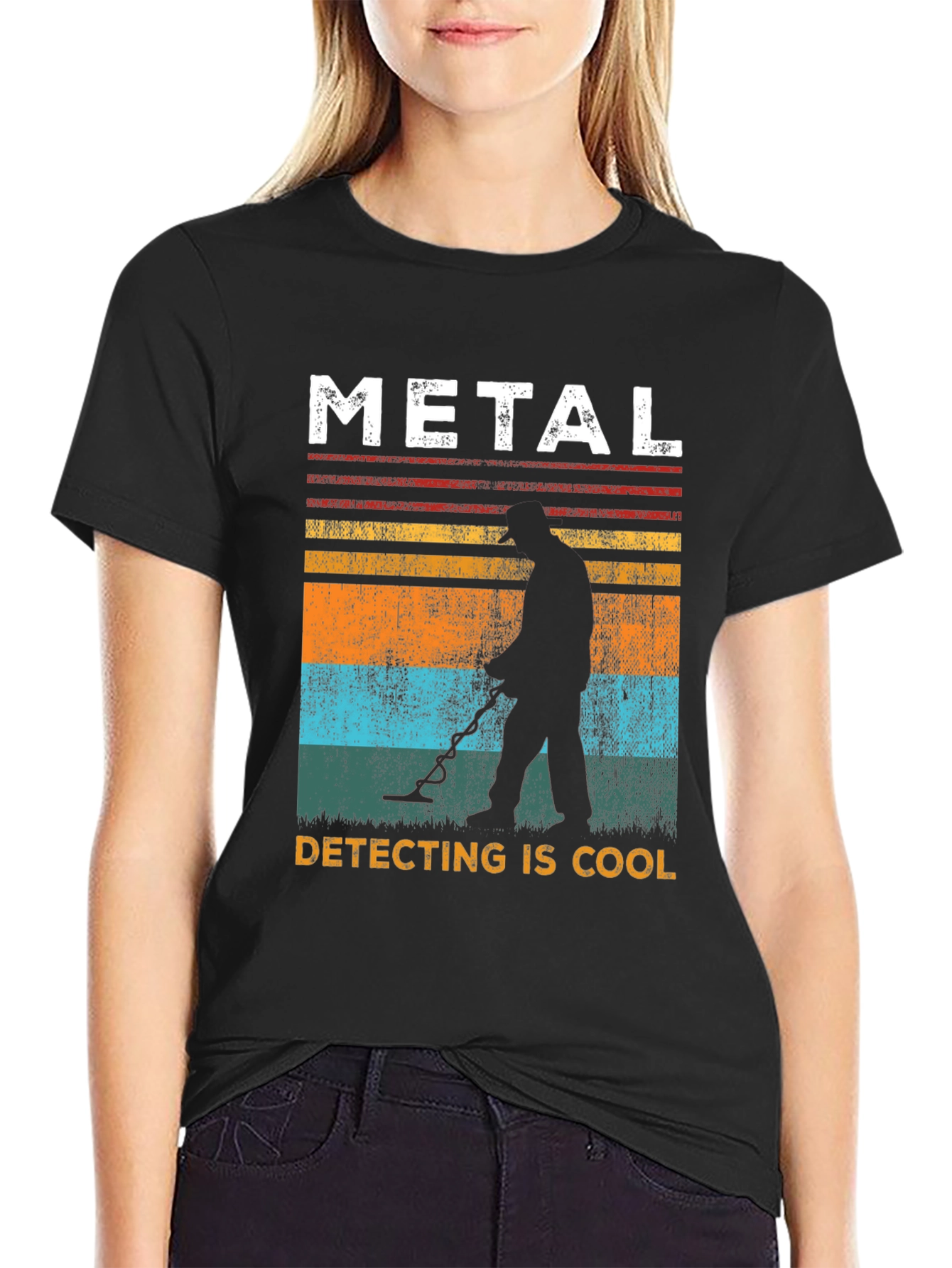 Black Metal Detecting is Cool Black T-Shirt view 2