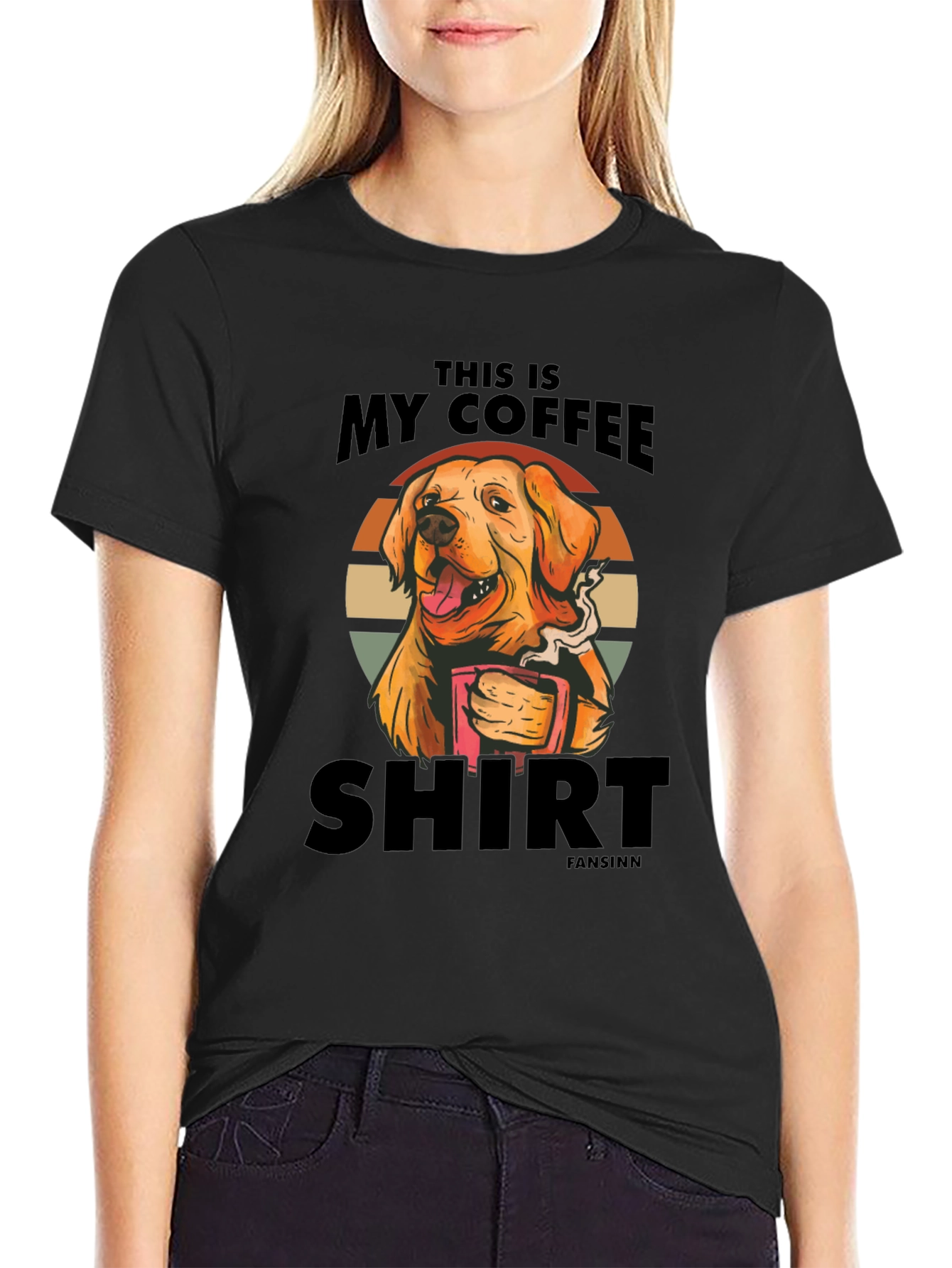 Black Coffee Dog T-Shirt: Funny Novelty Tee view 2