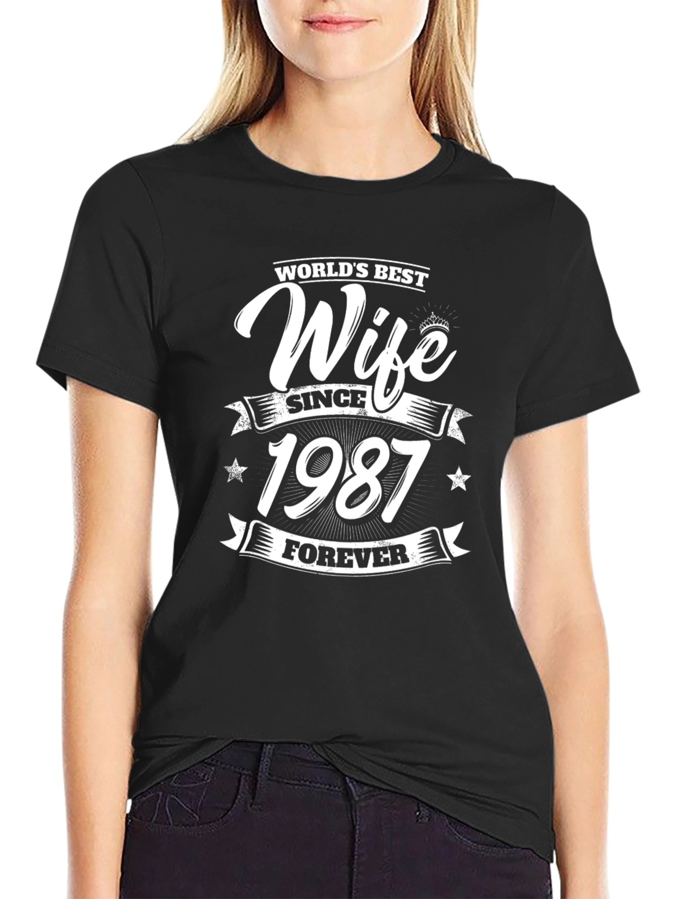 Black World's Best Wife Since 1987 T-Shirt view 2