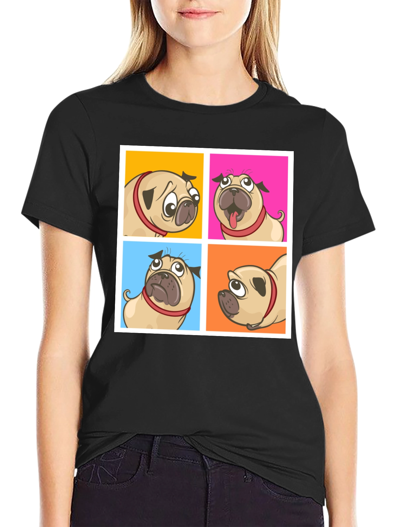 Black Pug Moods Graphic Tee - Fun & Trendy! view 2