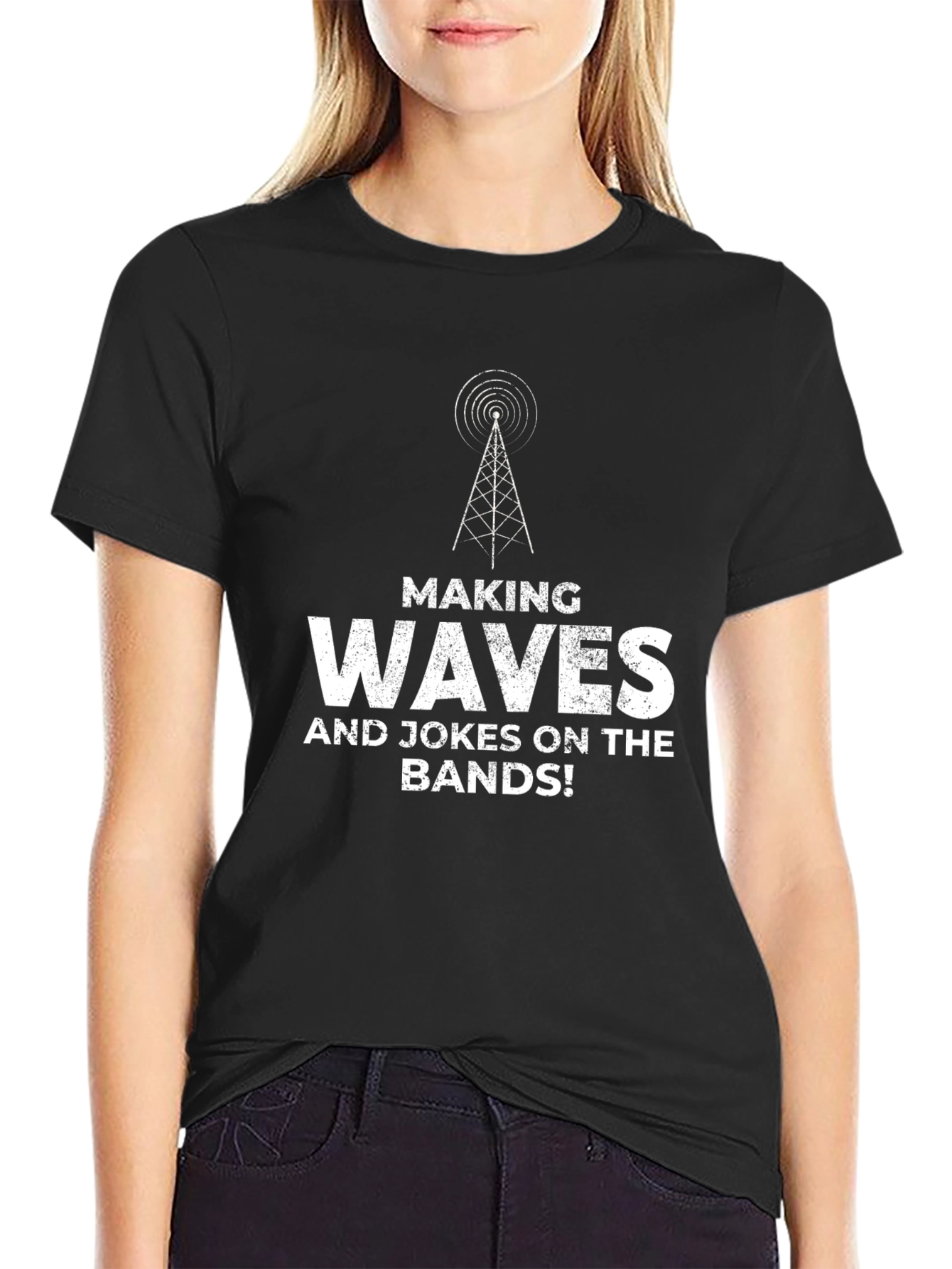 Black Making Waves T-Shirt - Radio Ham Operator Shirt view 2