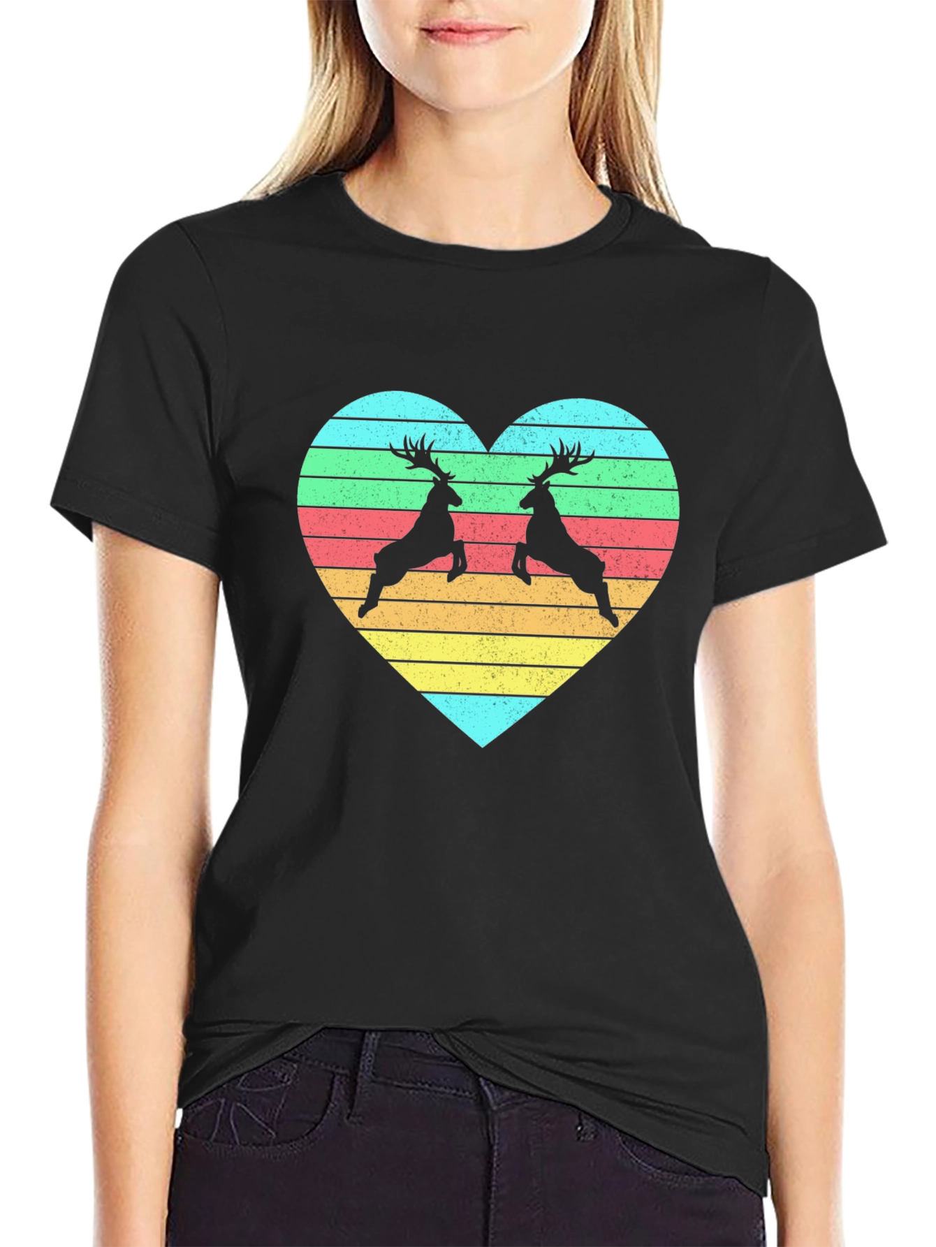 Black Deer Love Heart Black Tee view 2