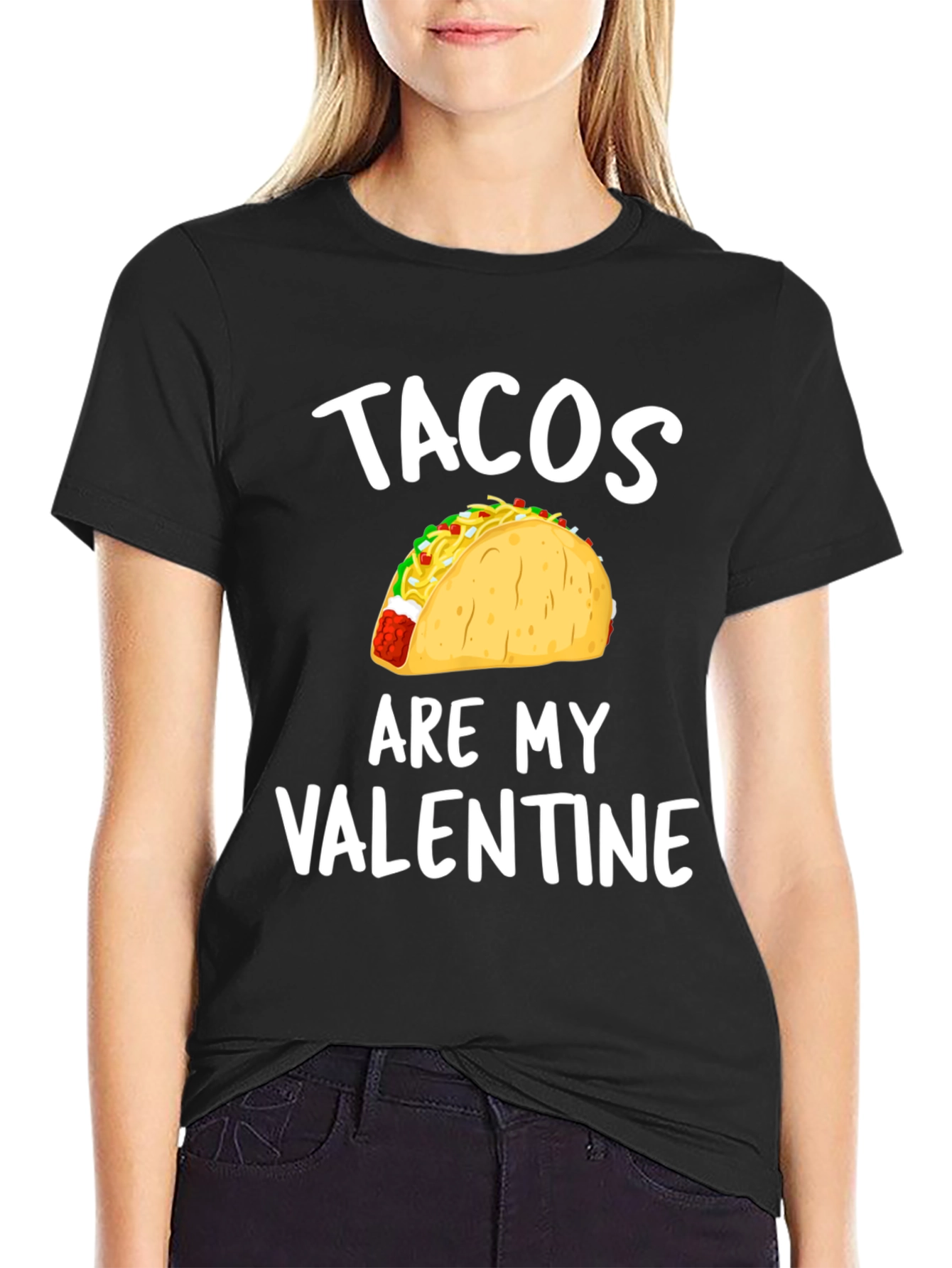 Black Tacos Are My Valentine - Funny T-Shirt view 2