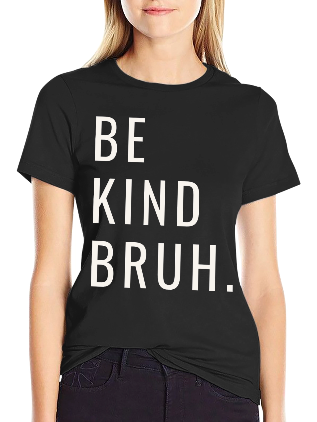 Black Be Kind Bruh Graphic Tee - Casual Comfort view 2