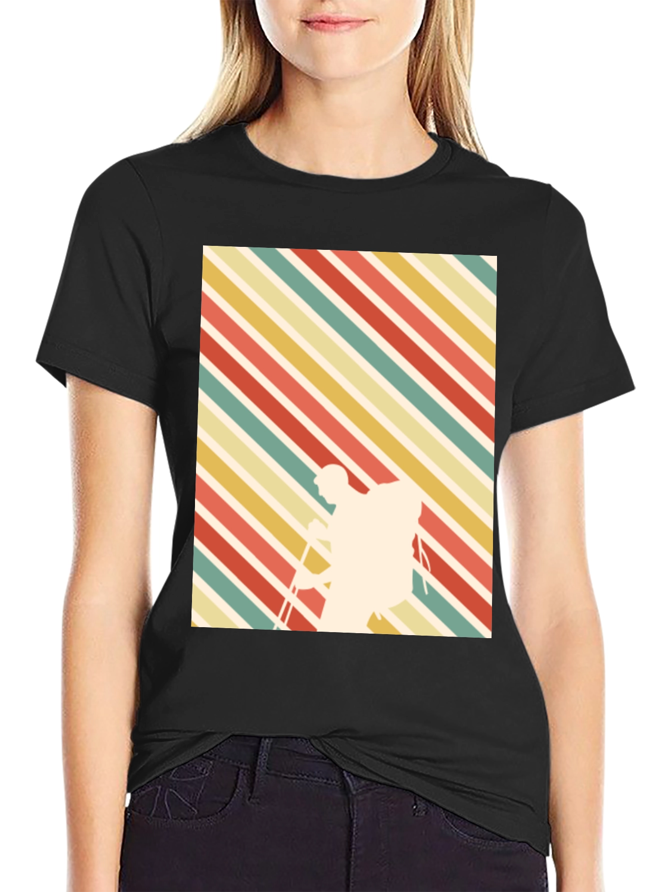 Black Retro Hiker Graphic Tee - Black view 2