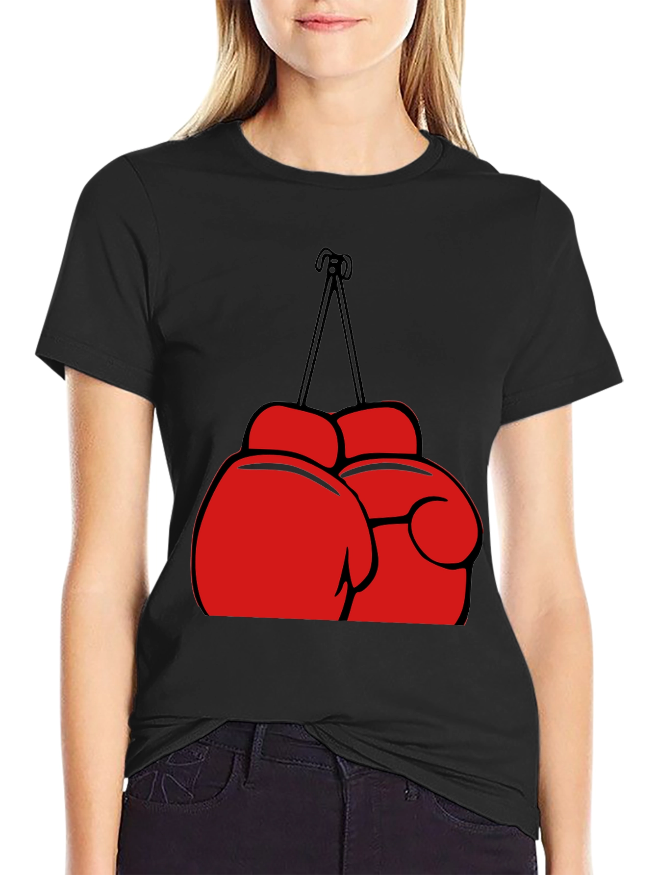 Black Boxing Gloves Graphic T-Shirt - Black view 2