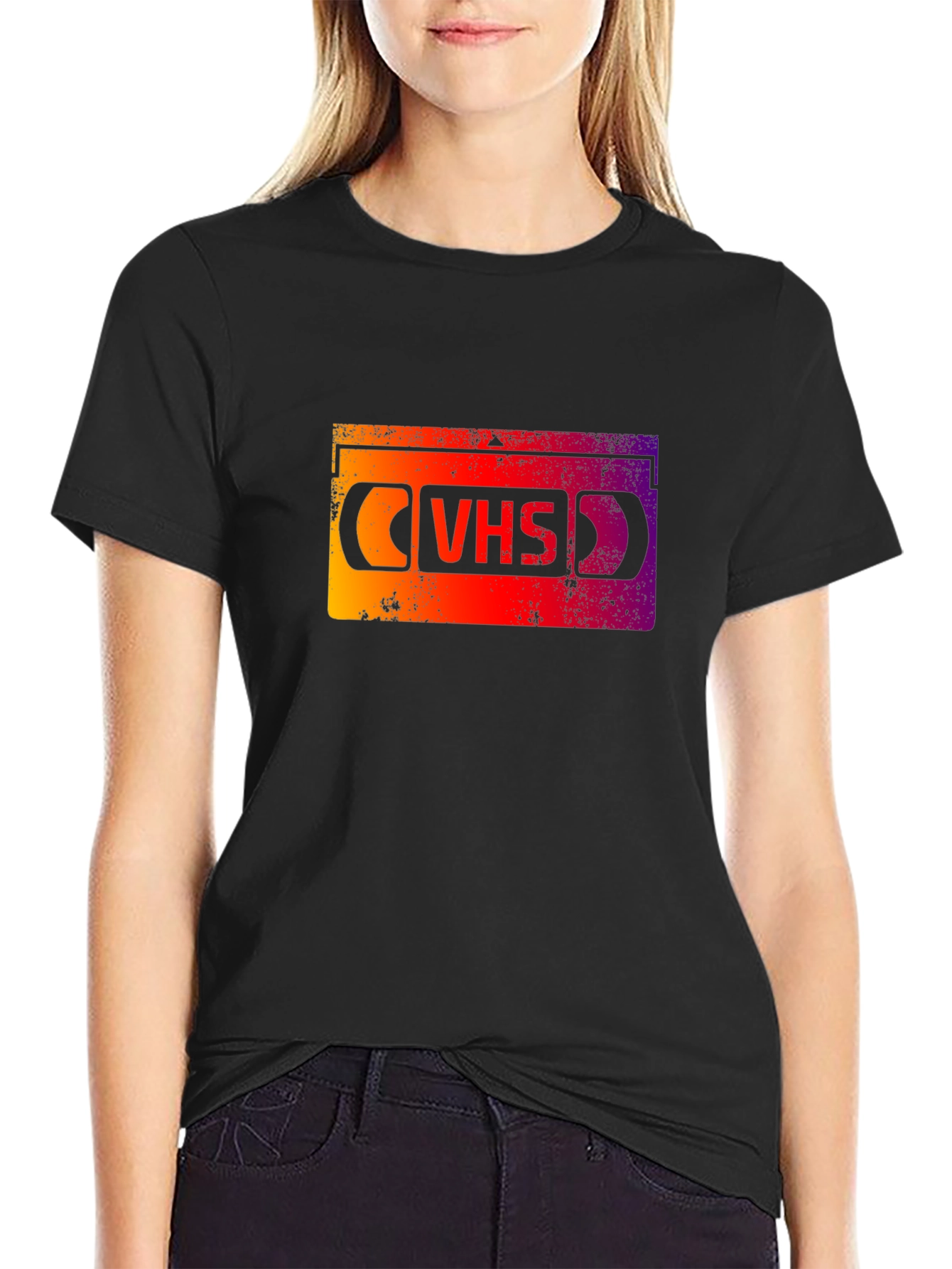 Black Retro VHS Tape Graphic Tee - Black view 2