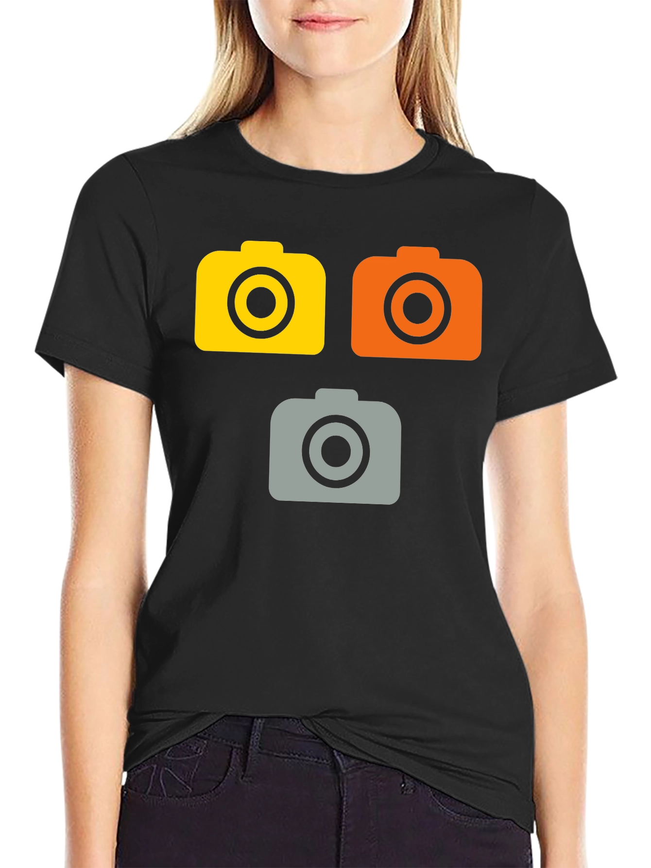Black Retro Camera Graphic Tee - Black view 2