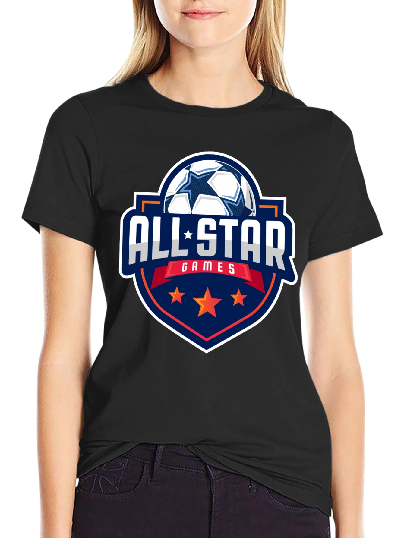 Black All-Star Games Soccer Graphic Tee - Black Cotton view 2