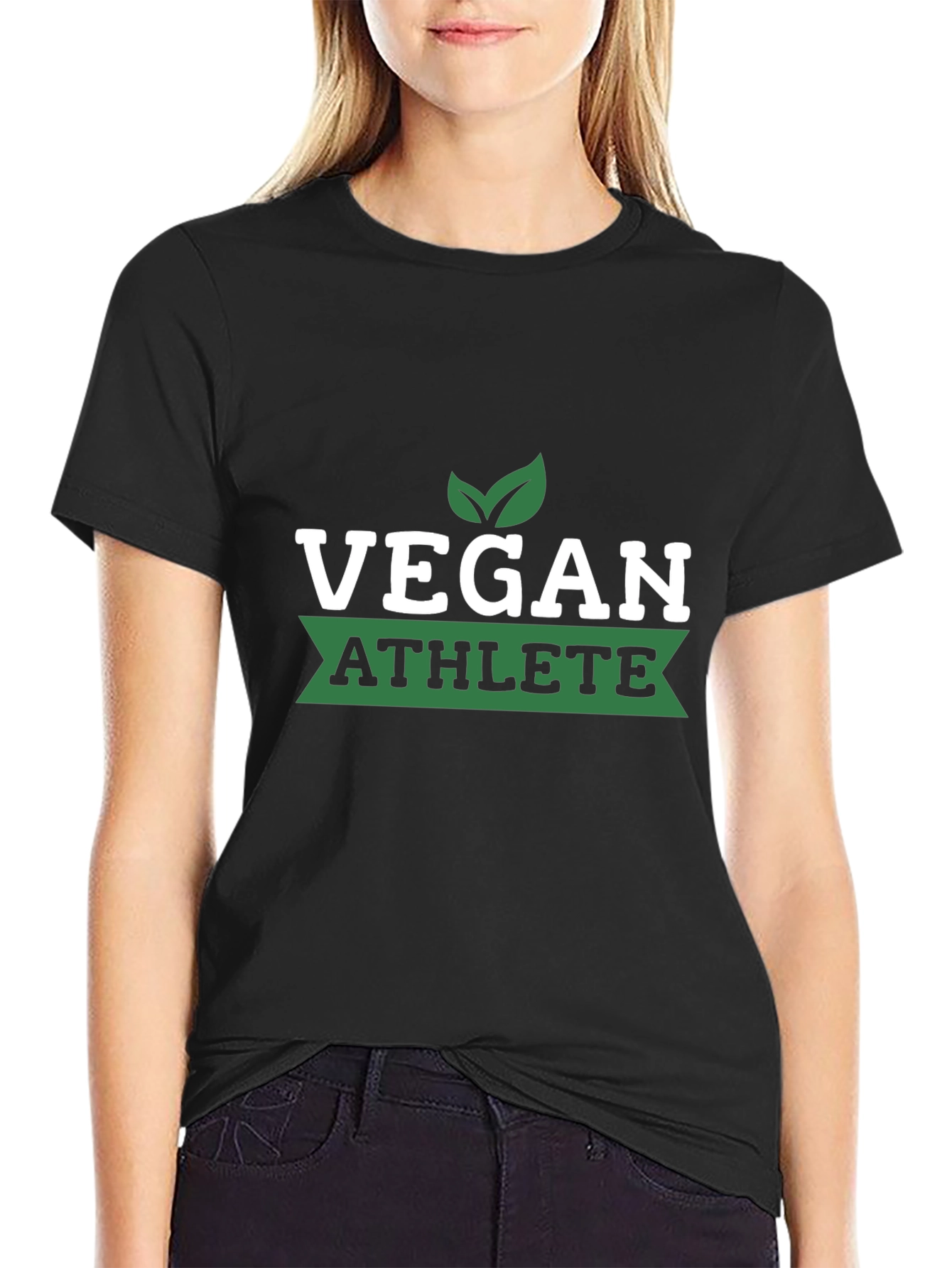 Black Vegan Athlete T-Shirt - Black view 2