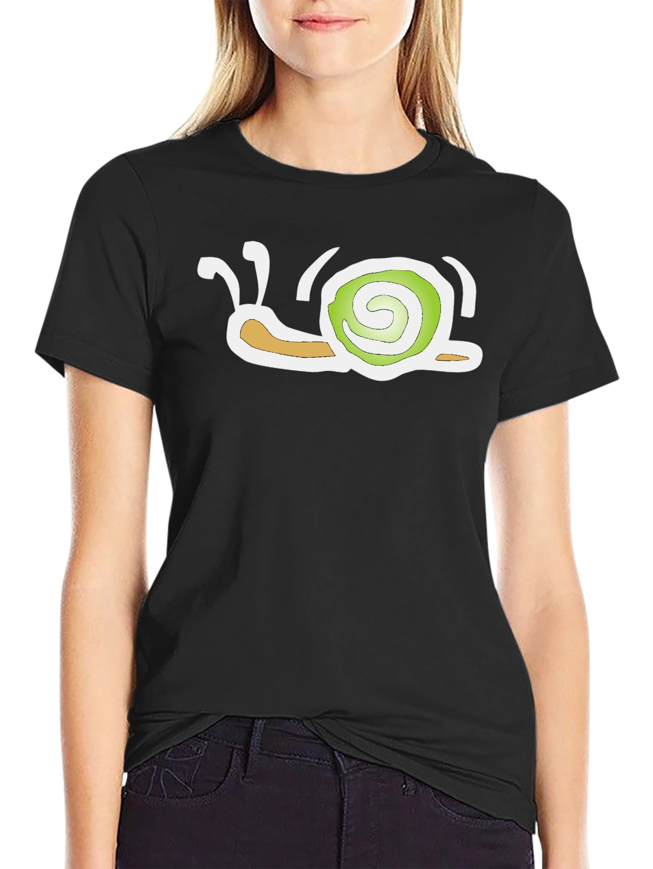 Black Snail Graphic T-Shirt - Unique Cartoon Design view 2