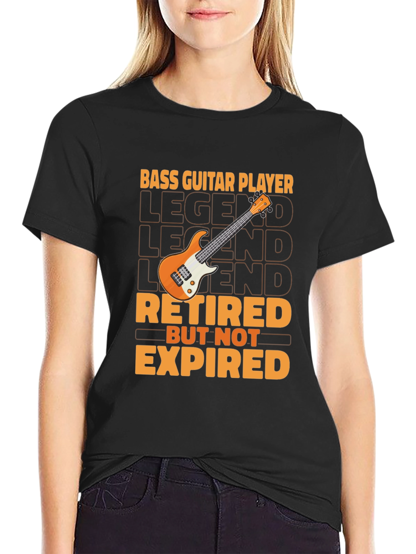 Black Bass Guitar Player Retired T-Shirt view 2
