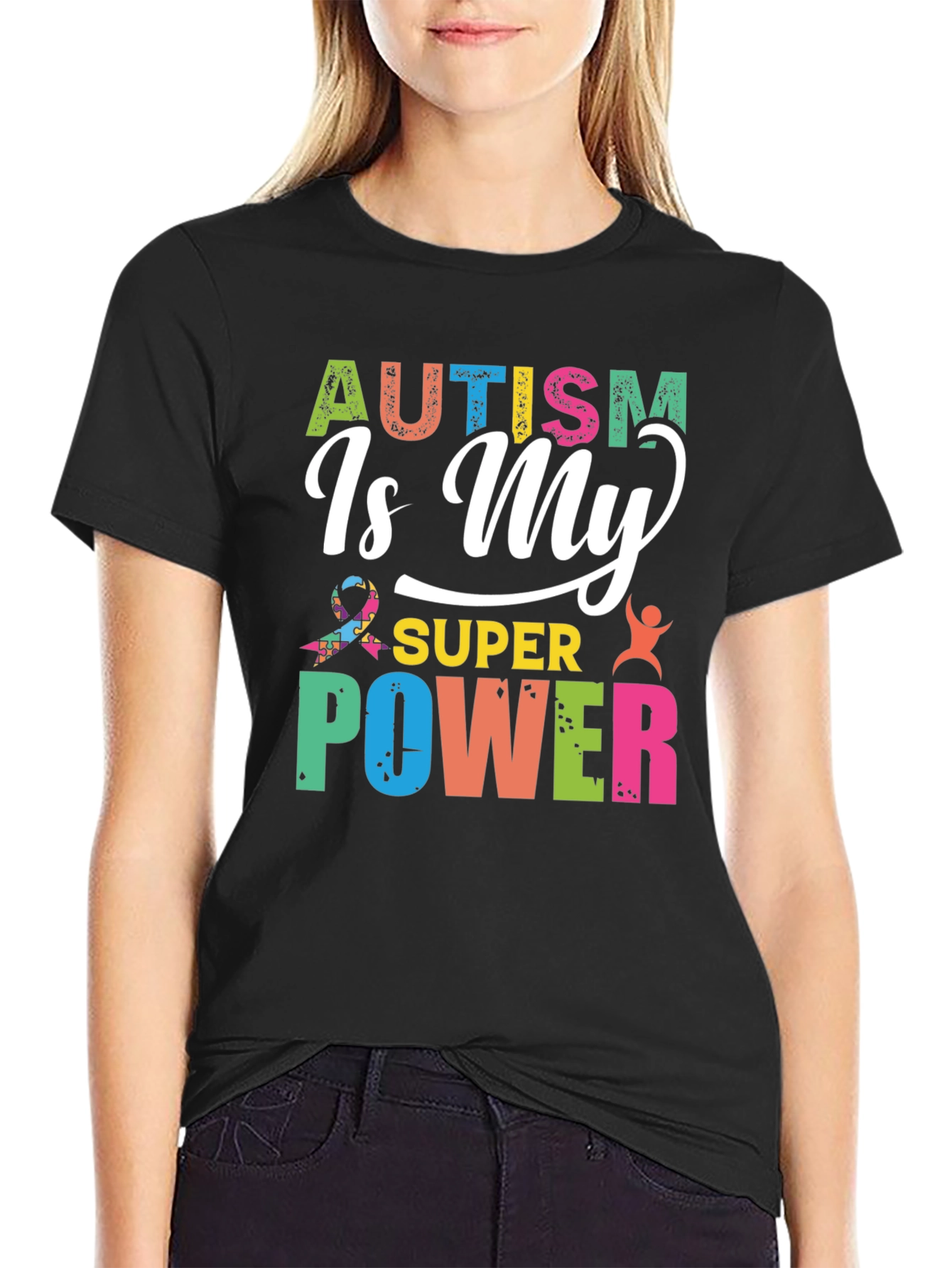 Black Autism Is My Super Power Graphic Tee view 2