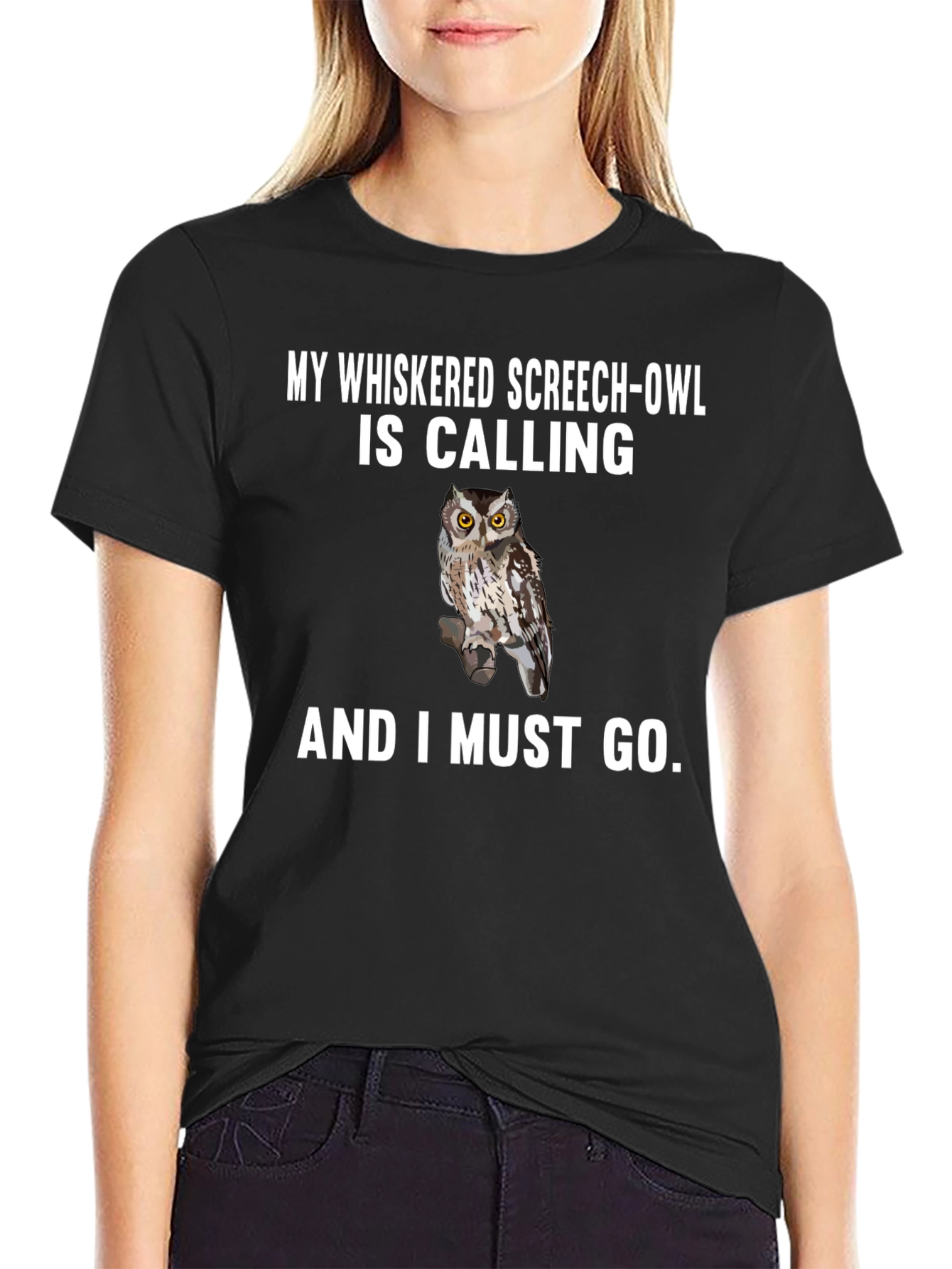 Black Whiskered Screech Owl T-Shirt - Must Go! view 2