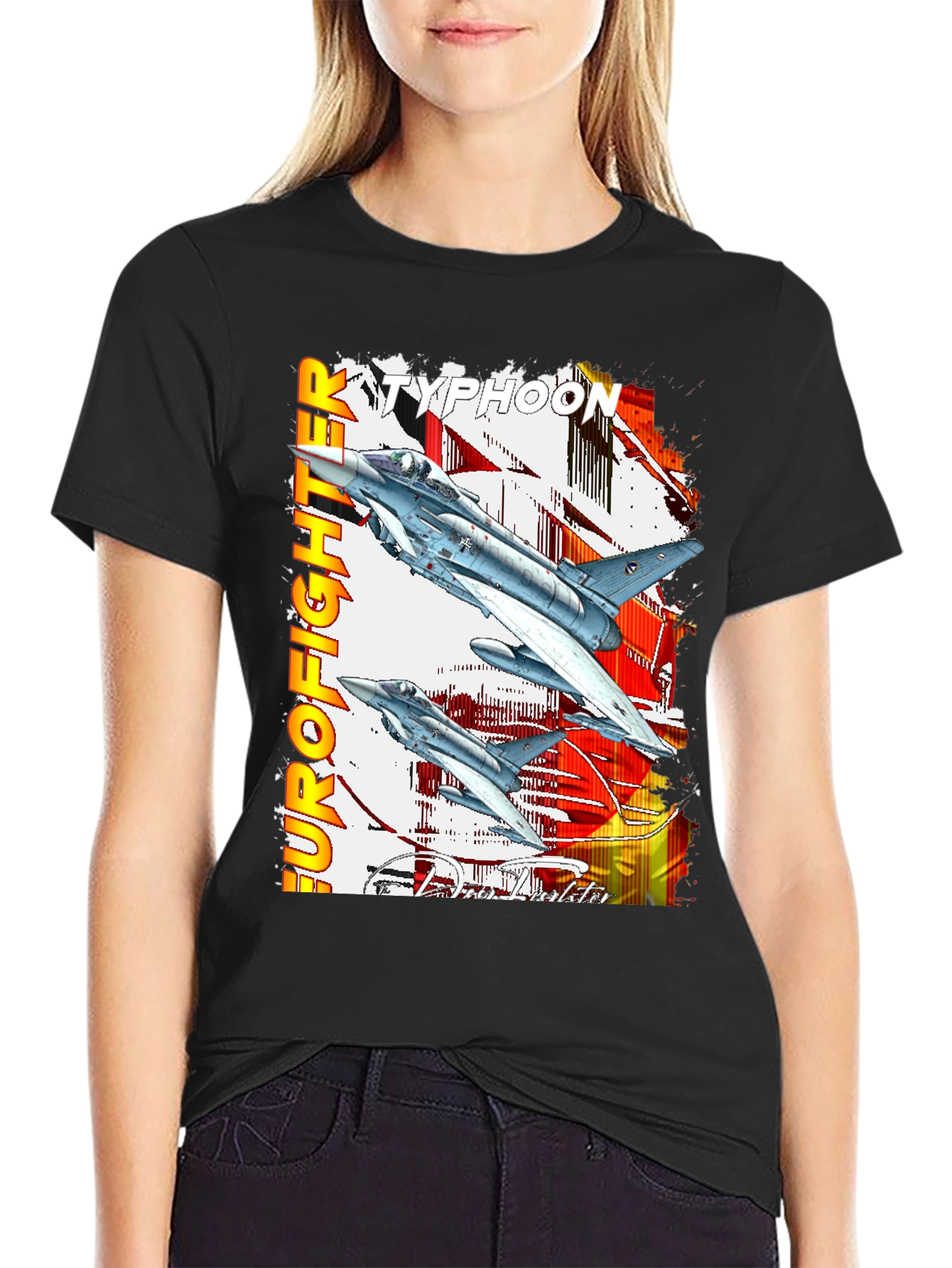 Black Eurofighter Typhoon Graphic T-Shirt - Premium Cotton Blend view 2