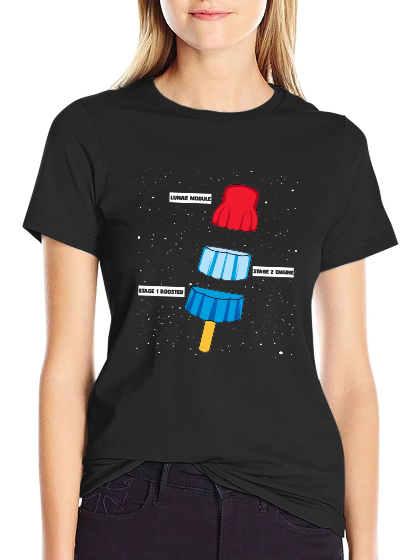 Black Rocket Pop T-Shirt - Space Humor Tee view 2