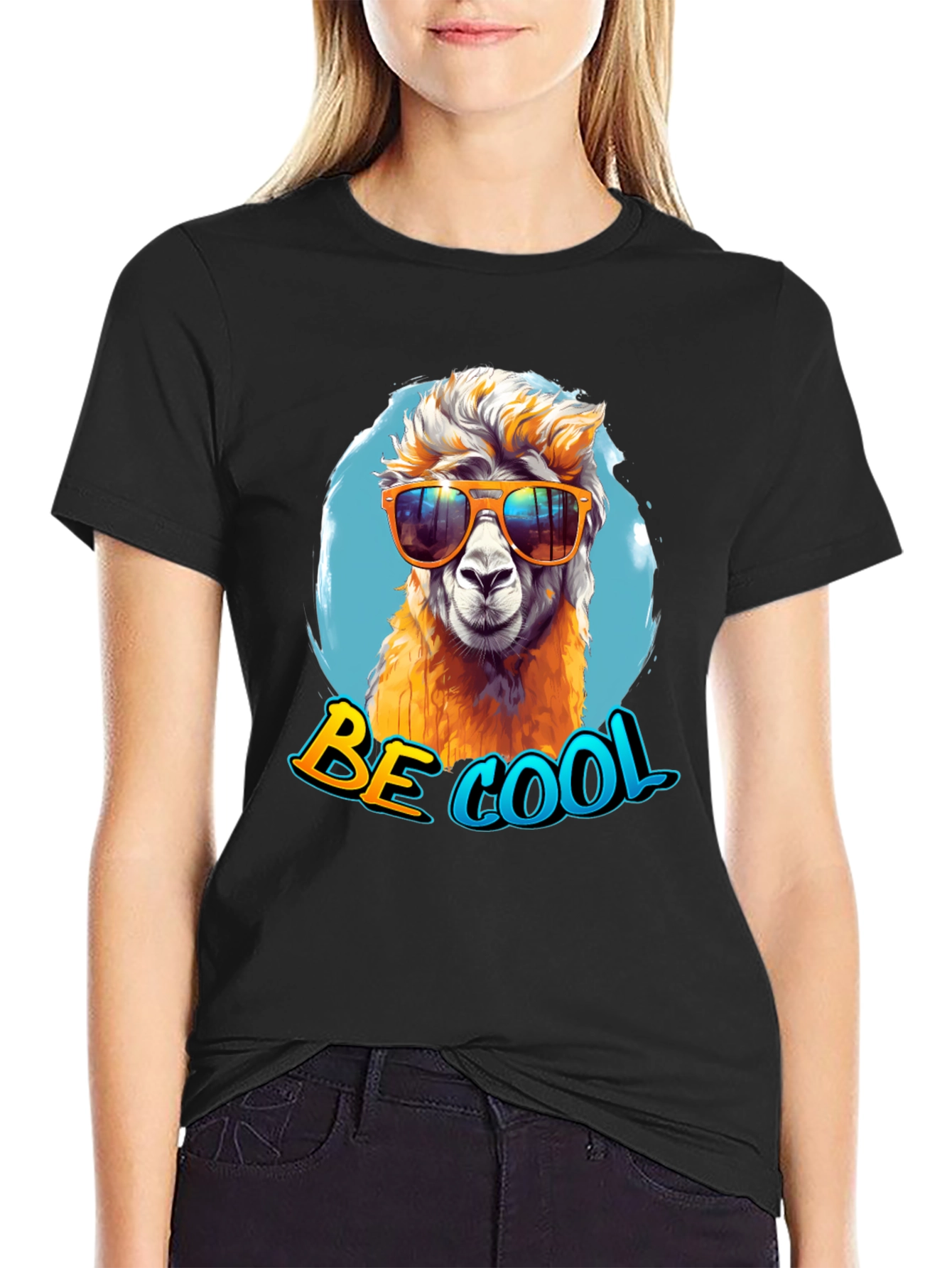 Black Cool Alpaca Graphic Tee - Funny & Stylish view 2