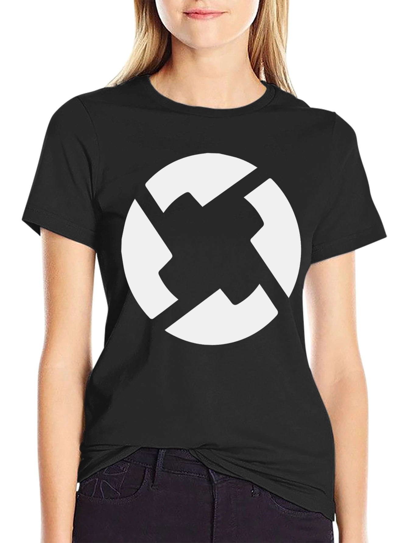 Black Abstract Graphic Tee - Black Cotton Blend view 2