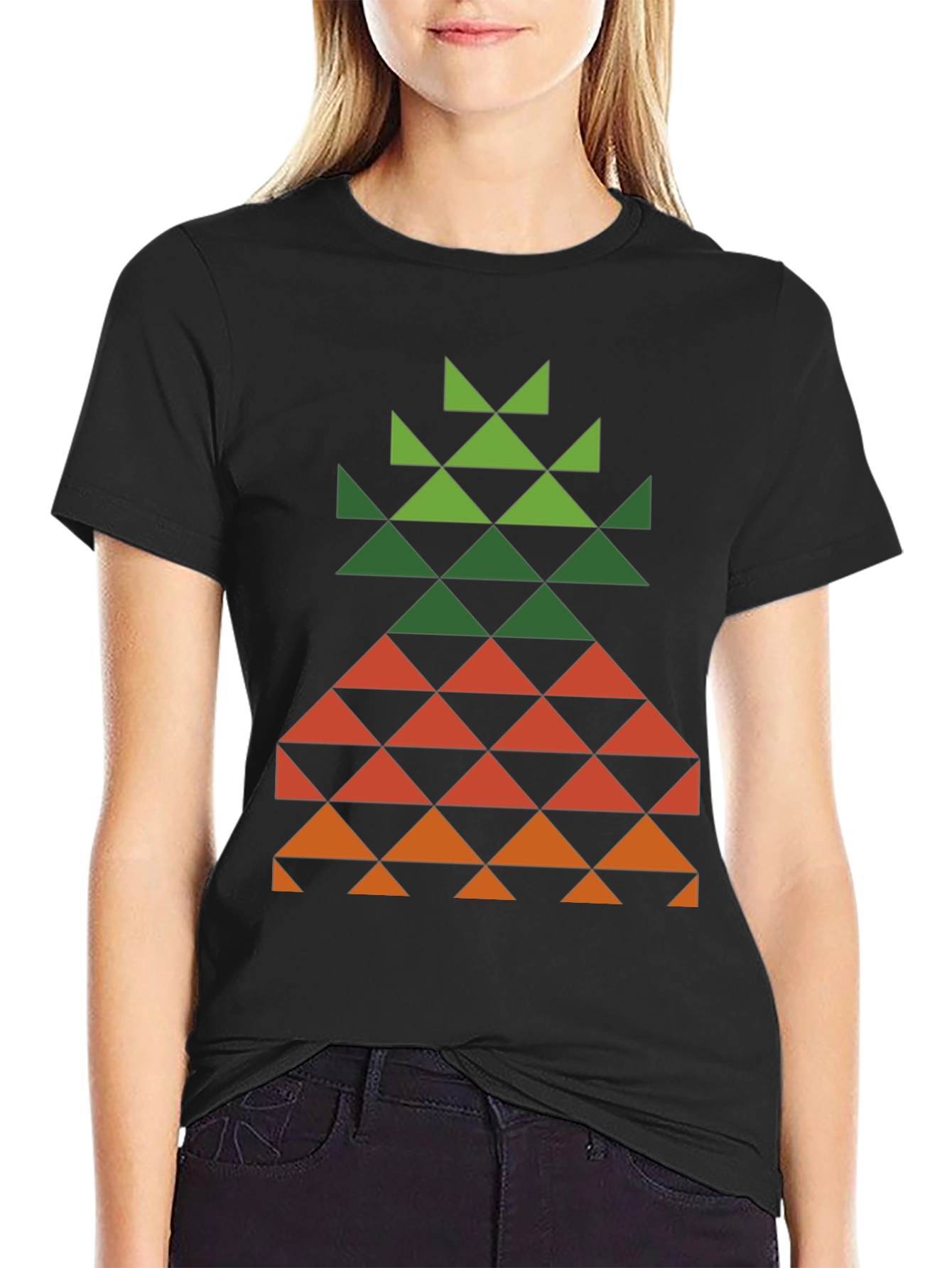 Black Geometric Pineapple Tee - Modern Tropical Style view 2
