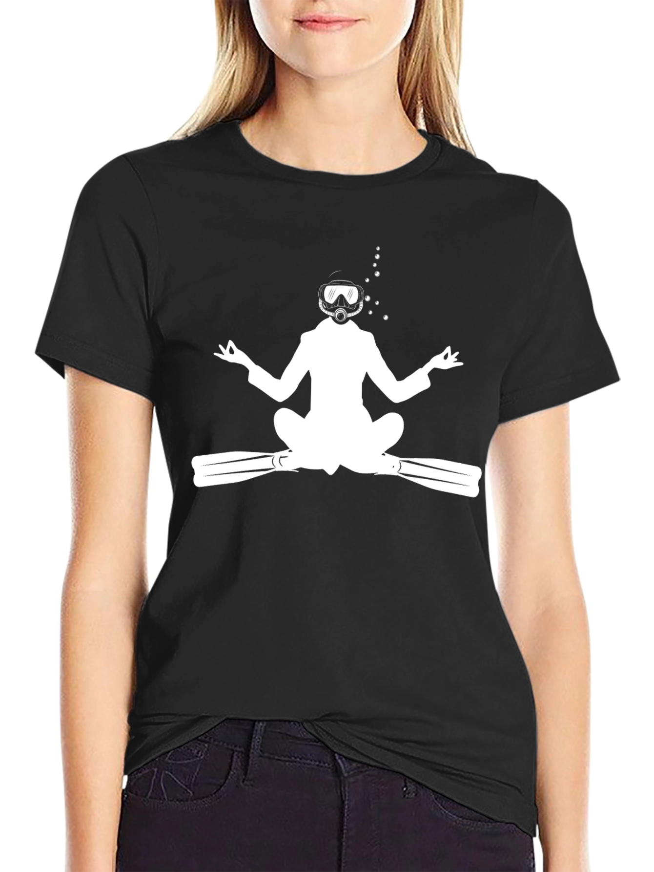 Black Meditating Diver T-Shirt - Black view 2