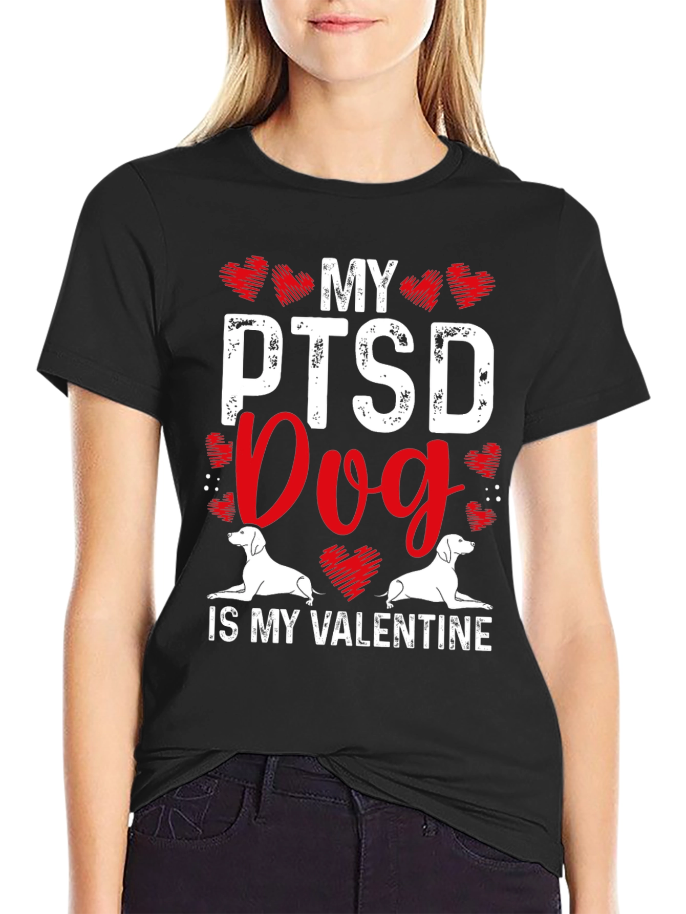 Black My PTSD Dog Is My Valentine T-Shirt view 2