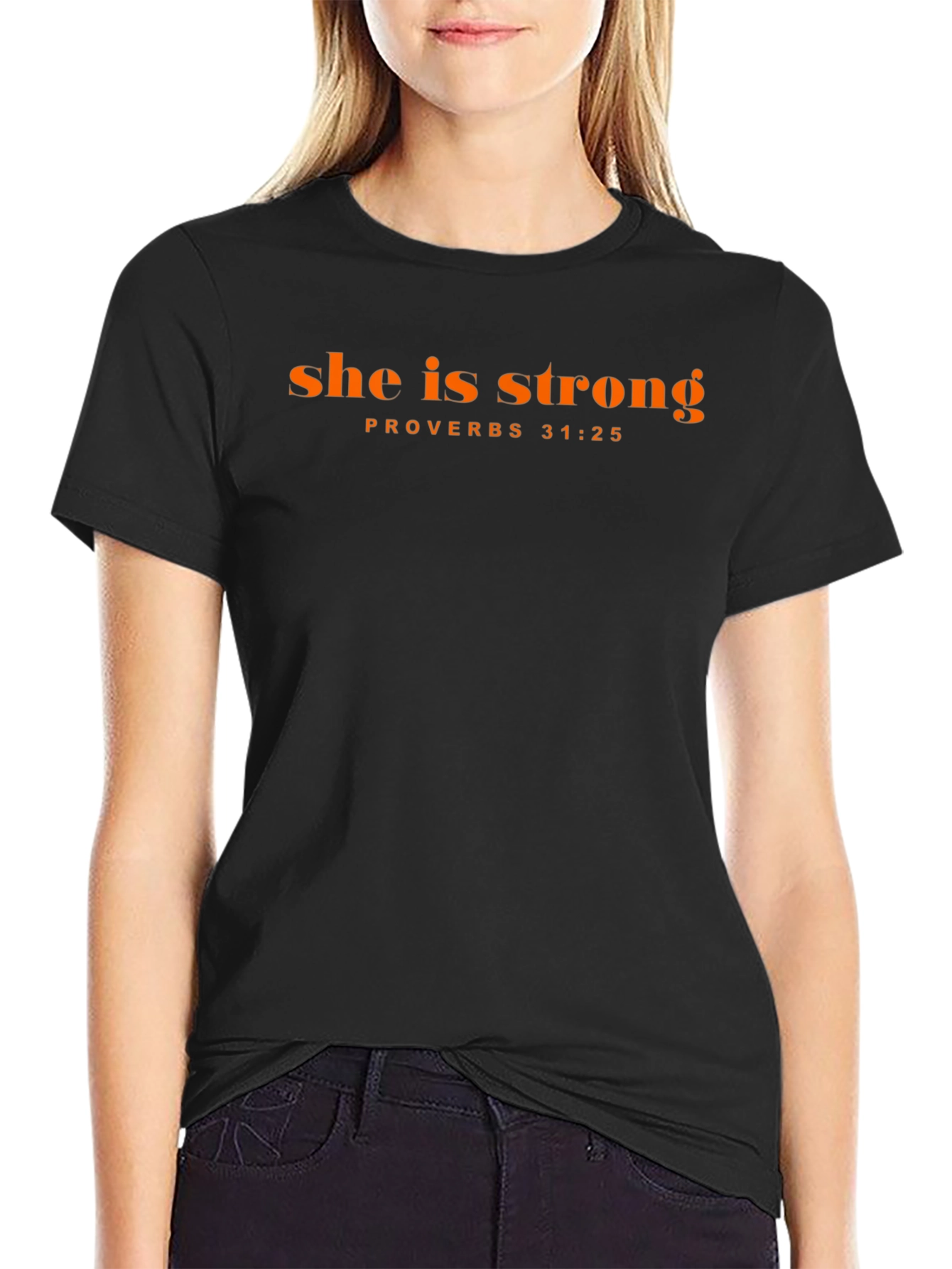 Black She is Strong Proverbs T-Shirt view 2