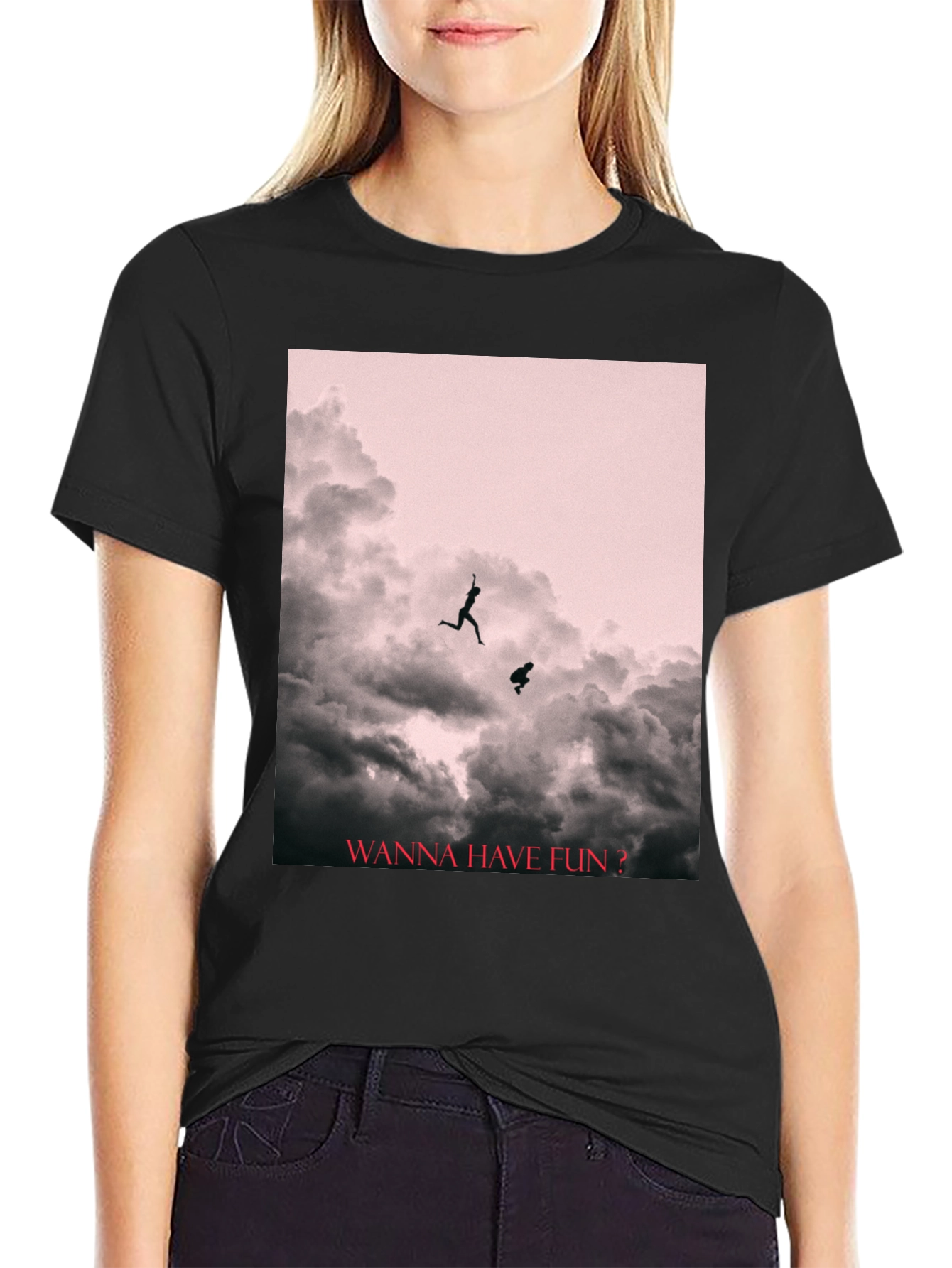 Black Fun Cloud Jump T-Shirt view 2
