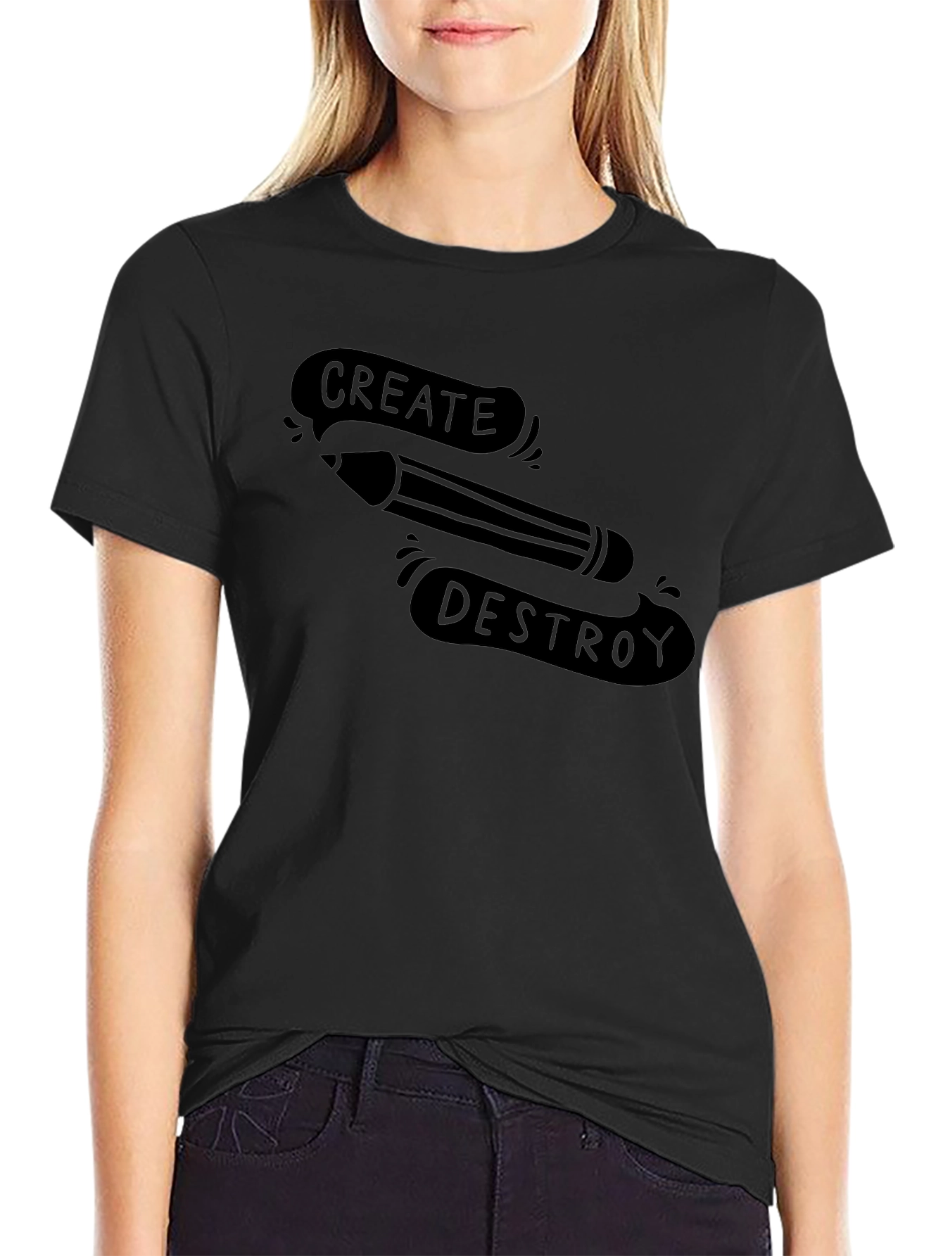 Black Create & Destroy Graphic Tee - Black view 2