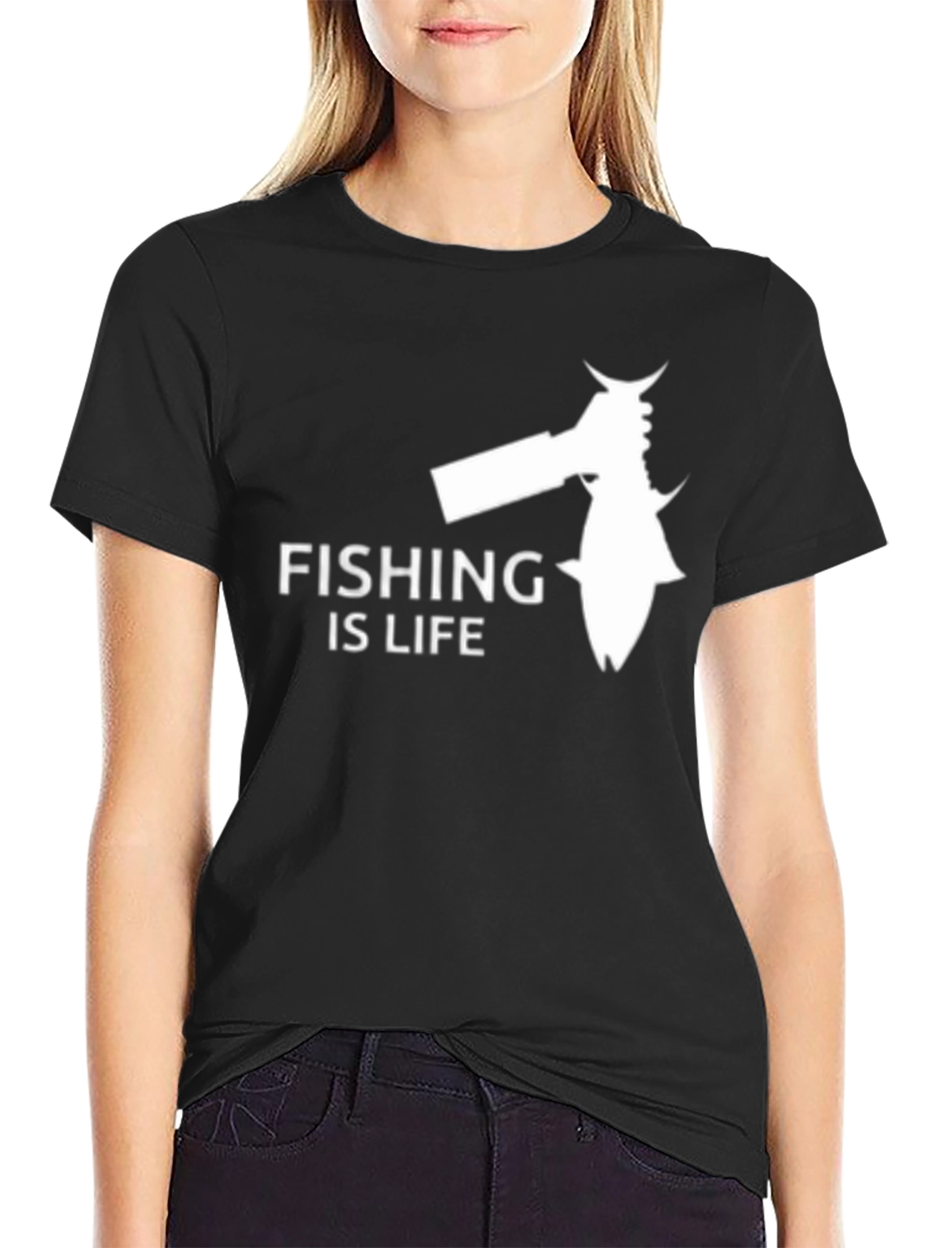Black Fishing Is Life Graphic Tee - Black view 2