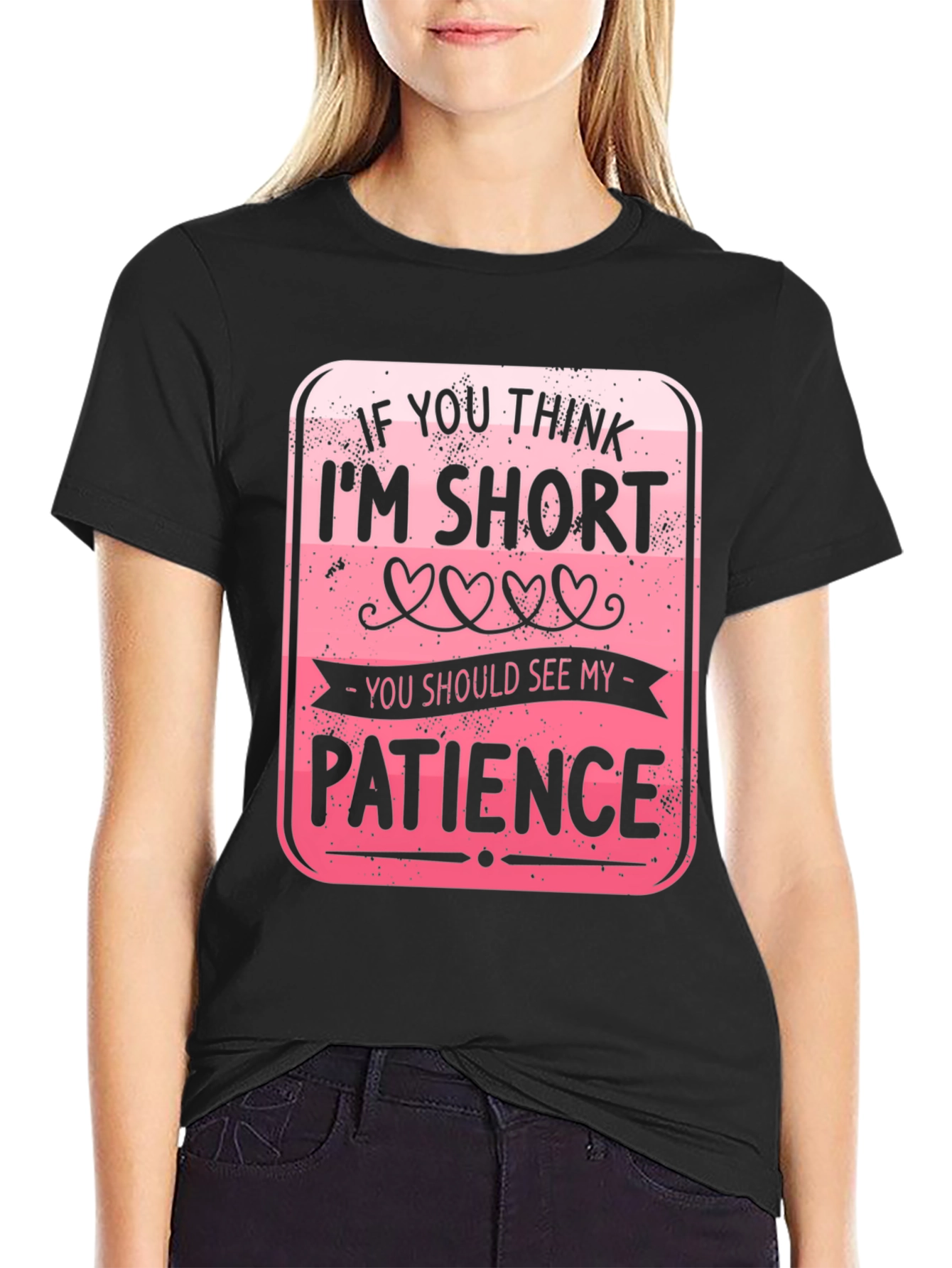 Black Funny Short Patience T-Shirt view 2