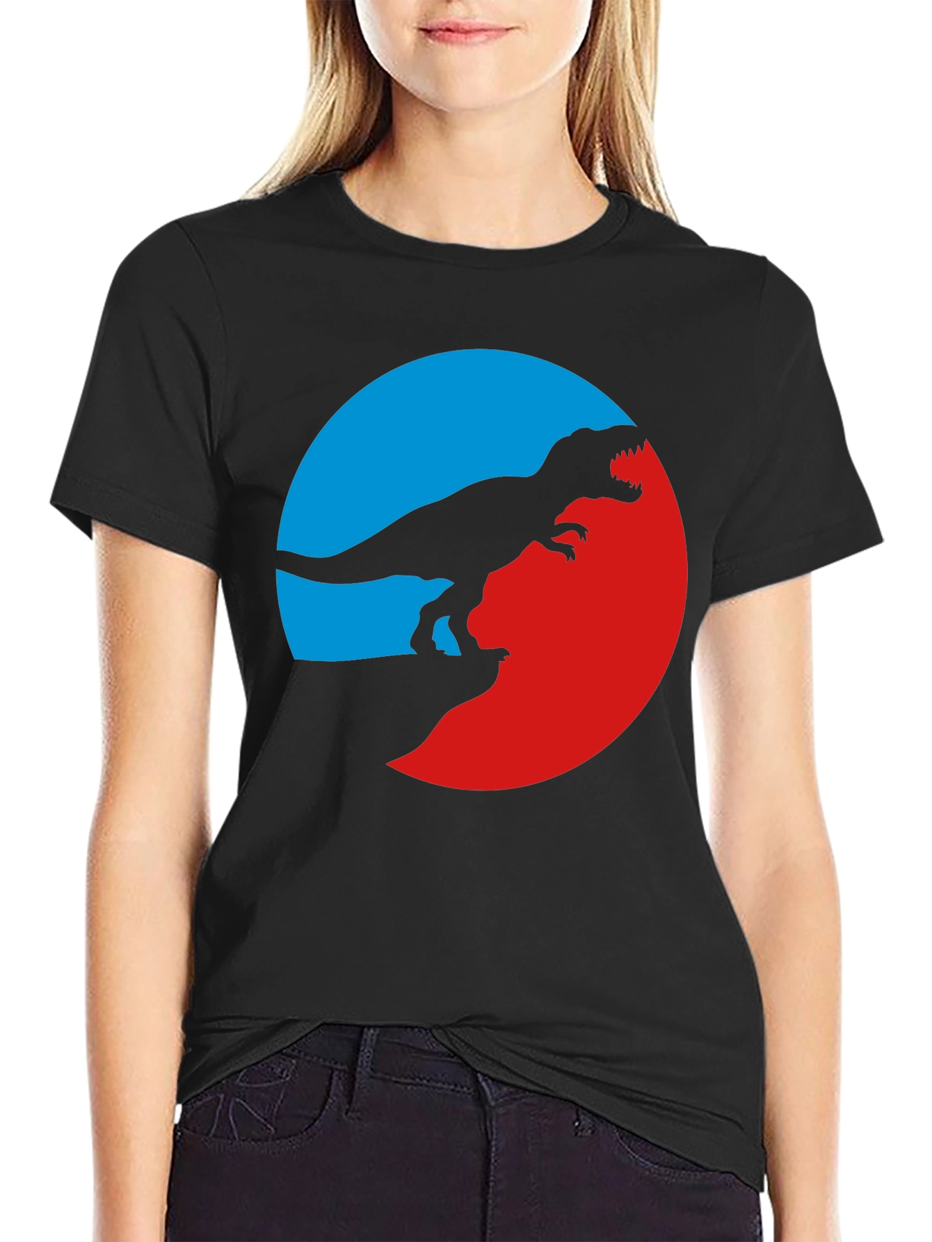 Black Dino Circle Tee - Graphic T-Rex T-Shirt view 2