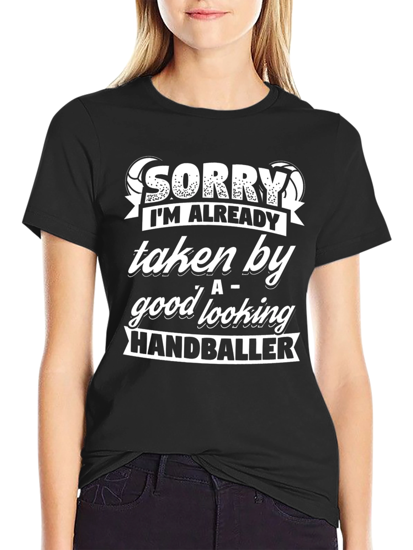 Black Sorry Taken By HandbalIer Funny Graphic T-Shirt view 2