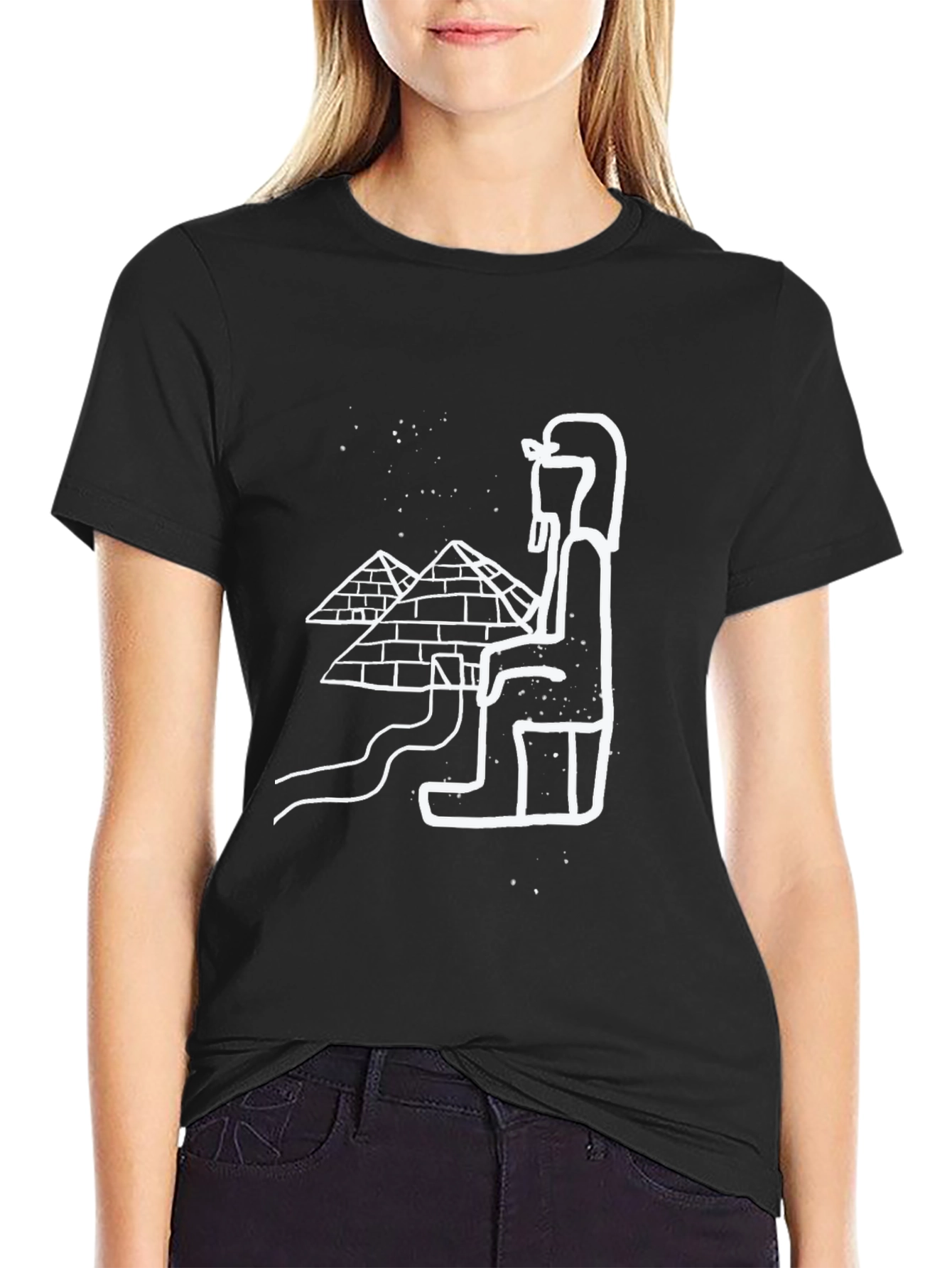 Black Egyptian Pyramids Graphic Tee - Black Cotton T-Shirt view 2