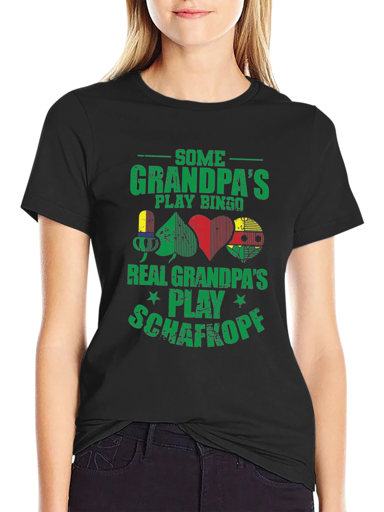 Black Funny Grandpa Card Game T-Shirt view 2