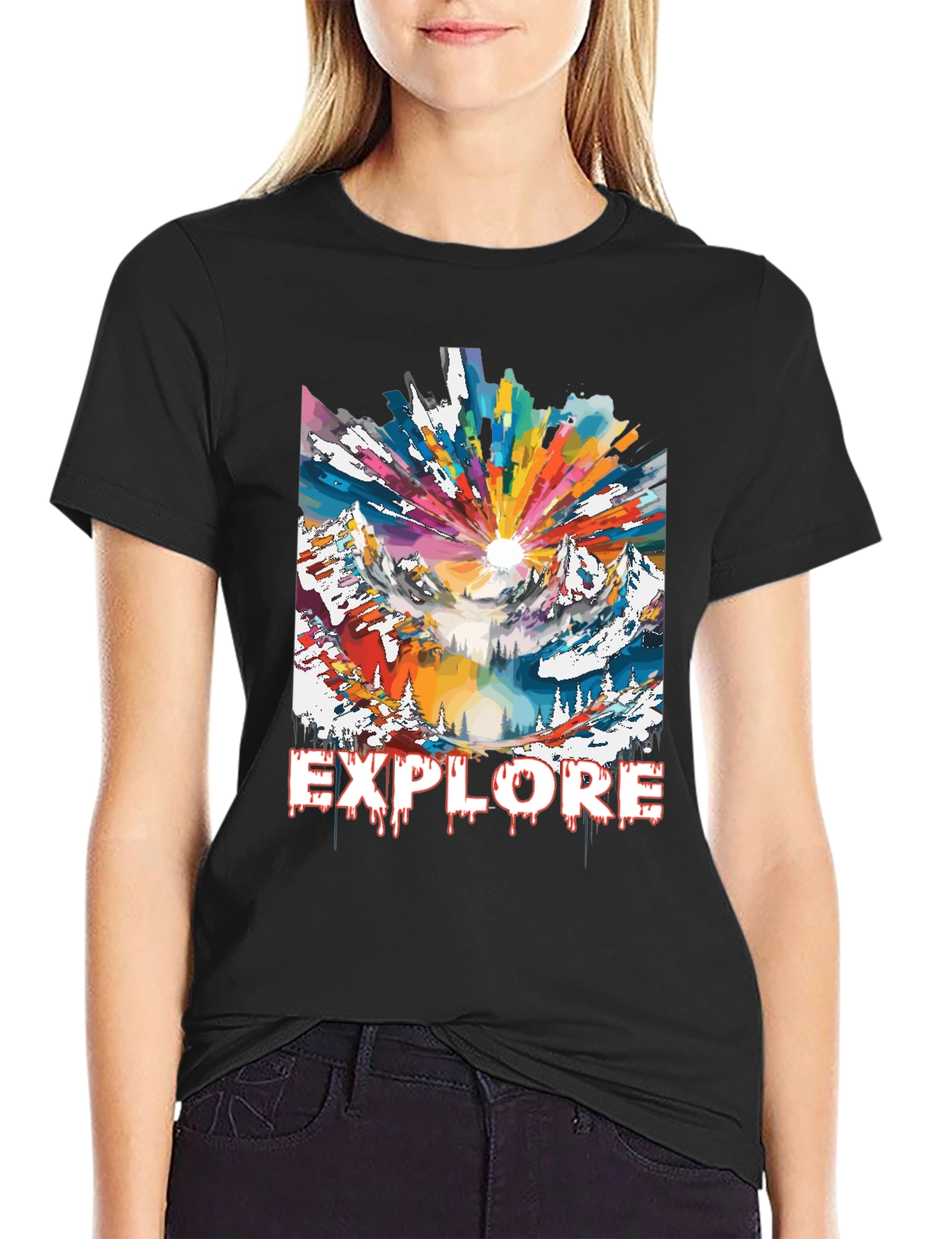 Black Explore Graphic Tee - Adventure Mountain Design view 2
