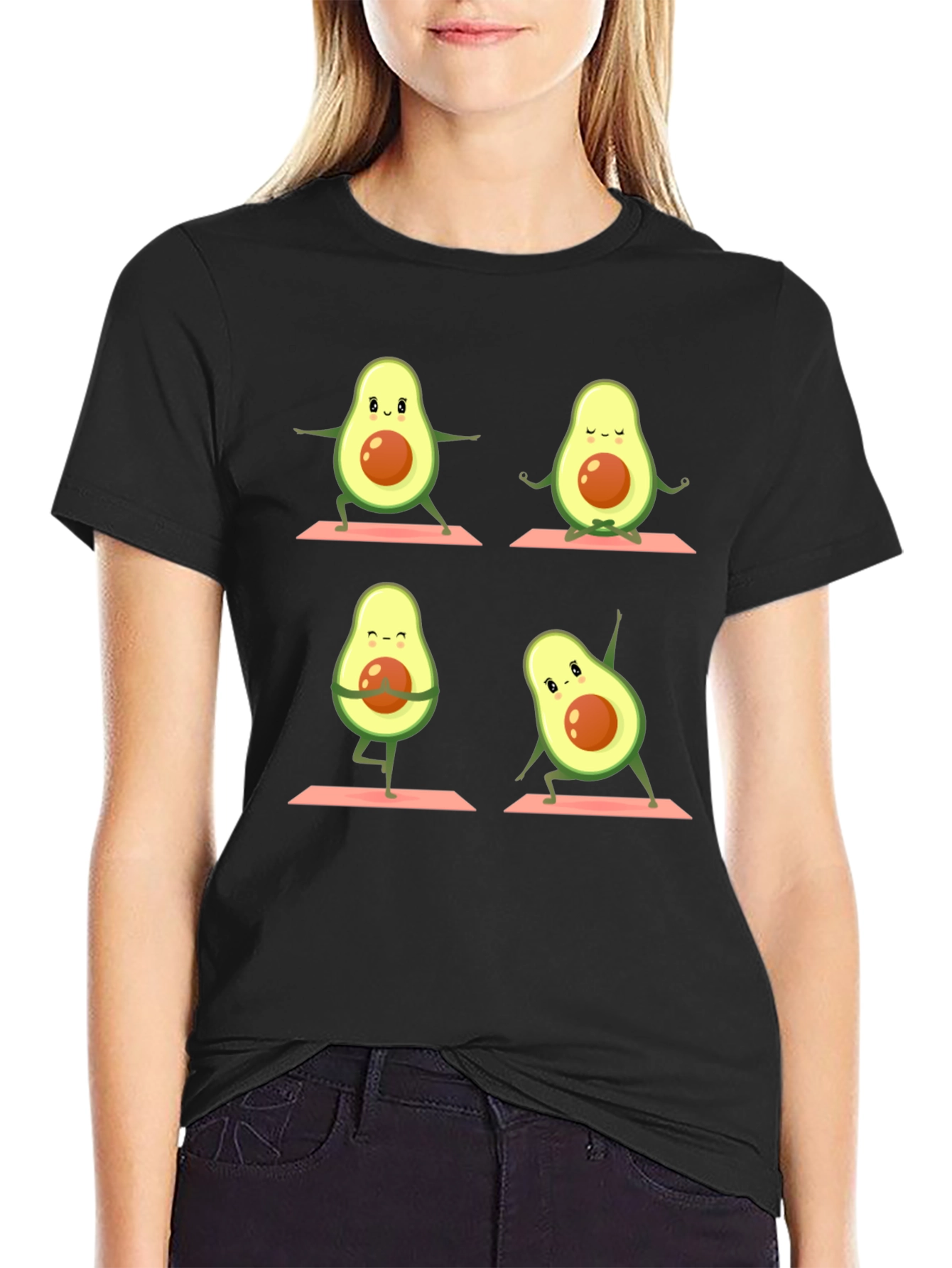Black Yoga Avocado Graphic Tee view 2
