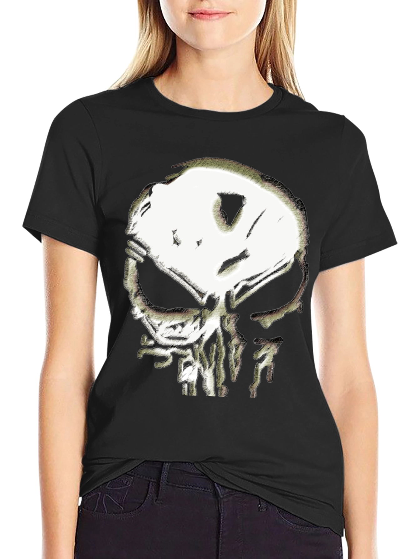 Black Skull Graphic Black T-Shirt view 2