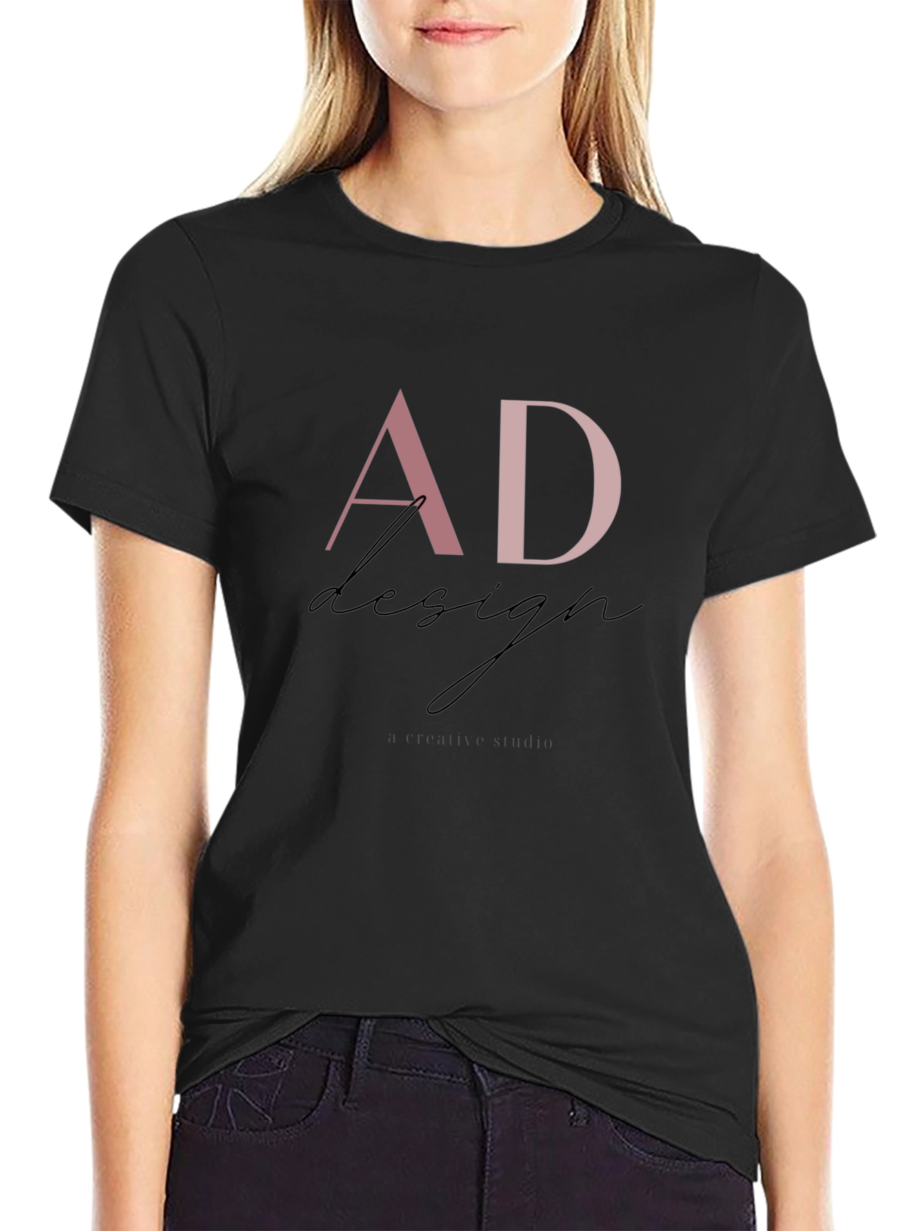 Black AD Design Studio Black Graphic T-Shirt view 2