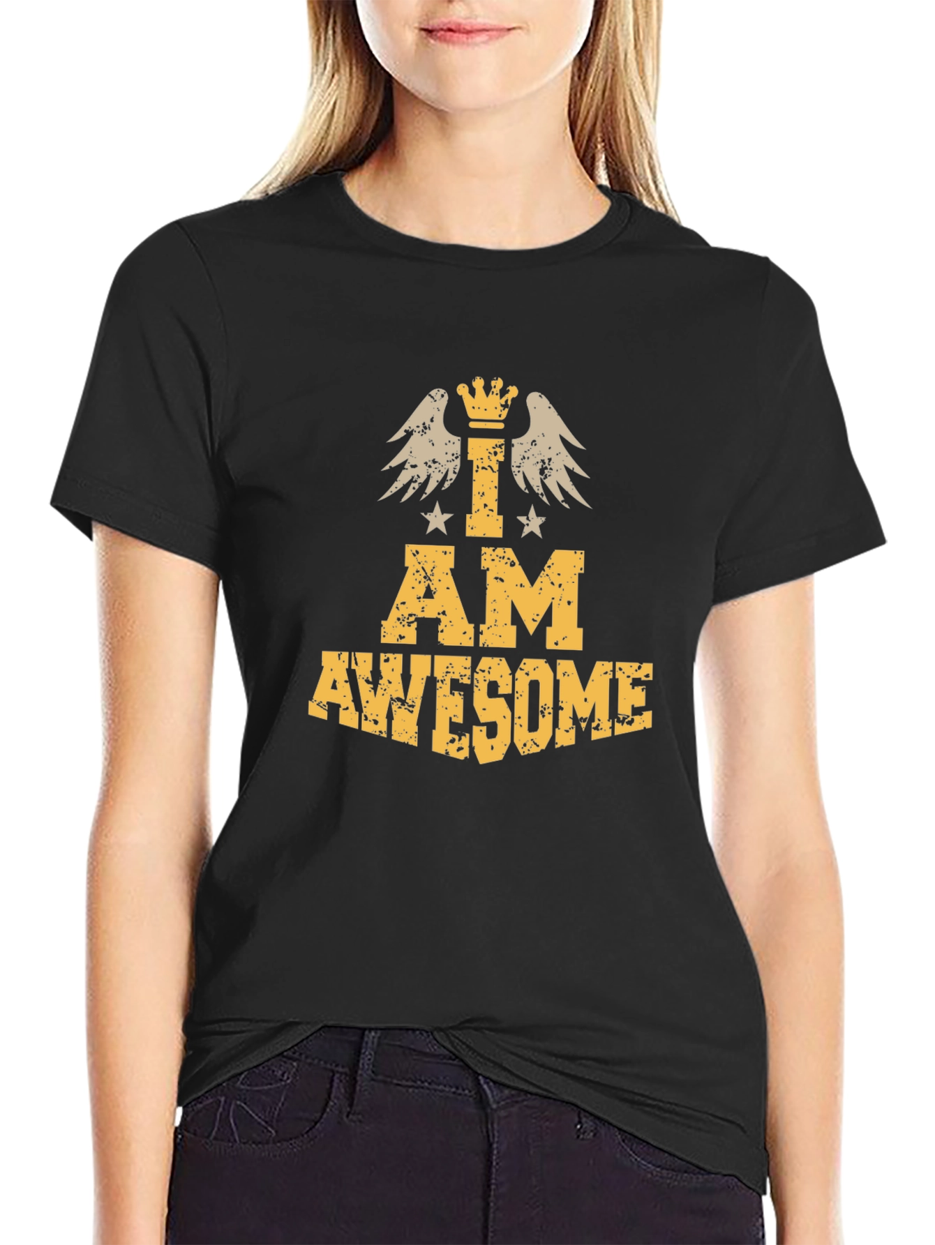 Black I am Awesome Graphic T-Shirt view 2