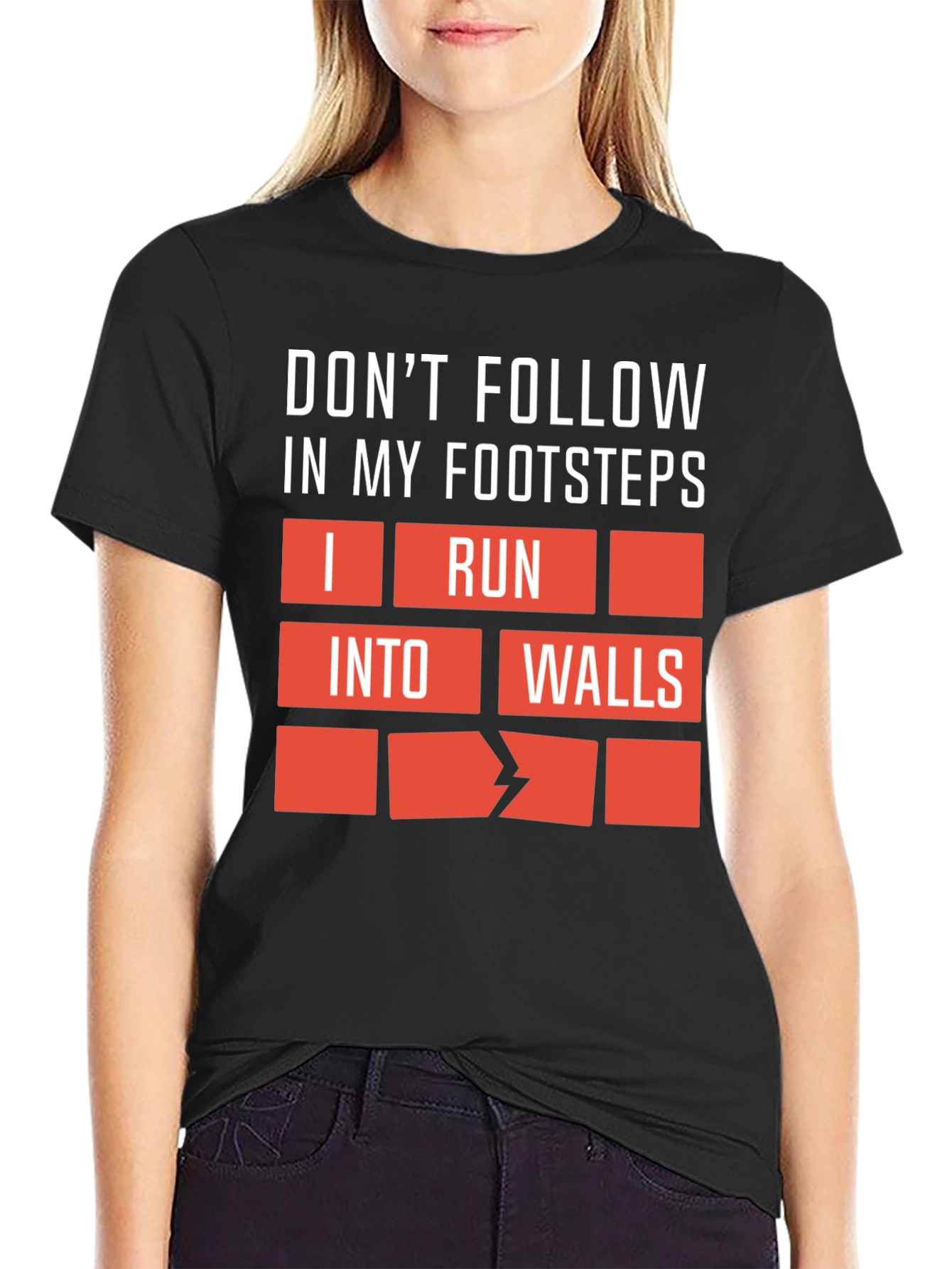 Black Funny Graphic Tee - Don't Follow My Footsteps! view 2