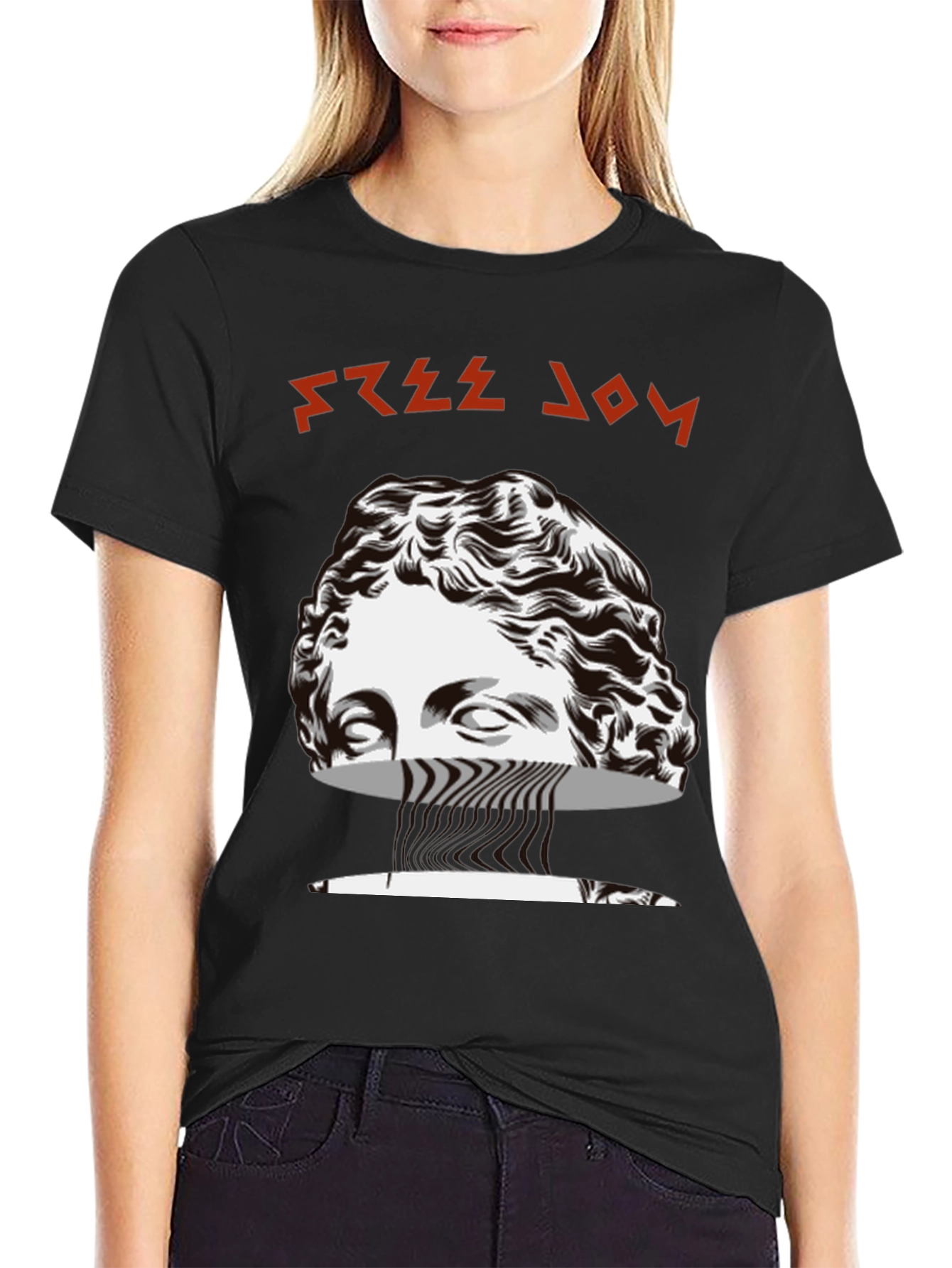 Black Free Joy Graphic Tee - Black Cotton Blend T-Shirt view 2