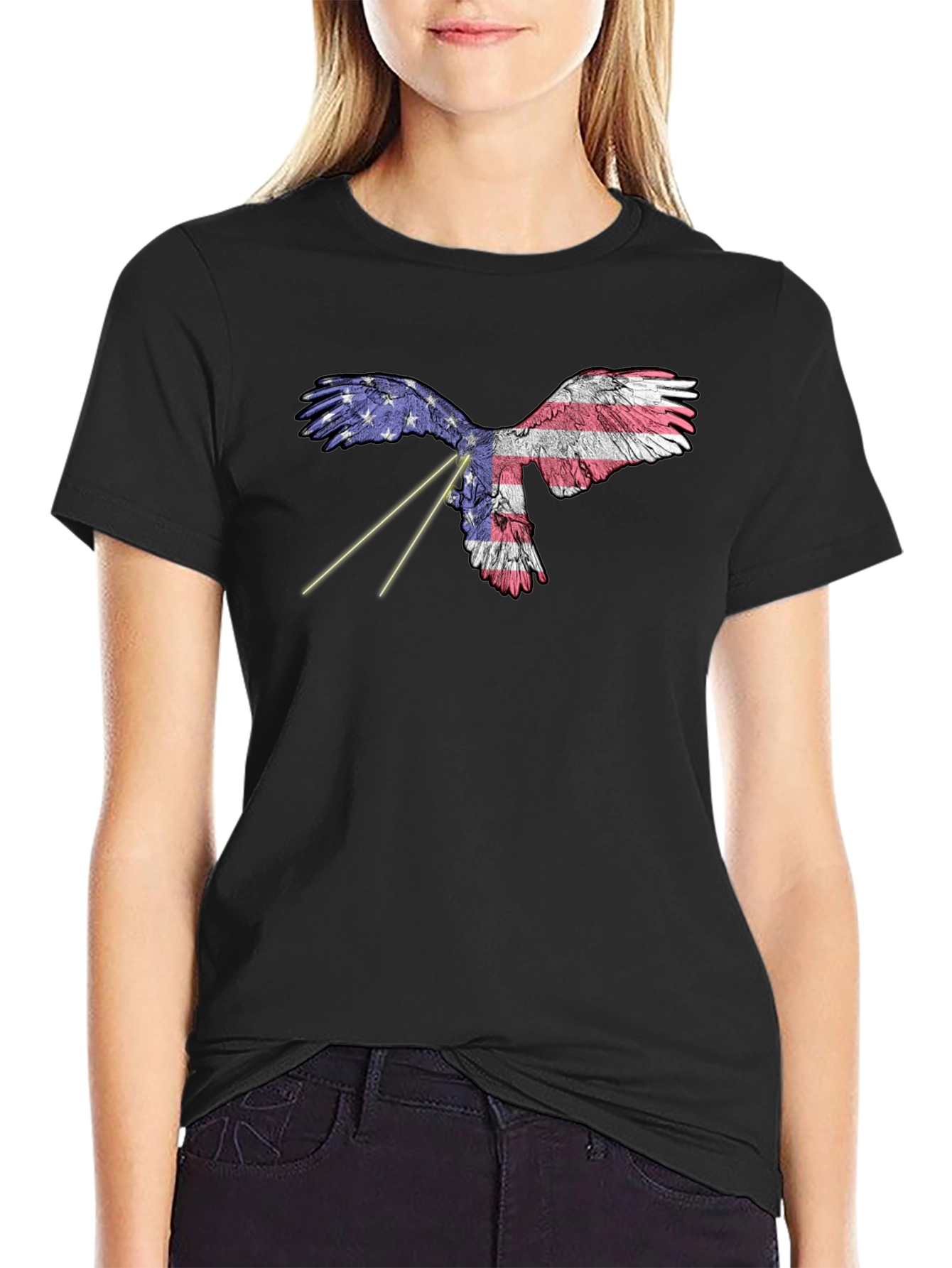 Black American Eagle Graphic Tee - Patriotic Style view 2