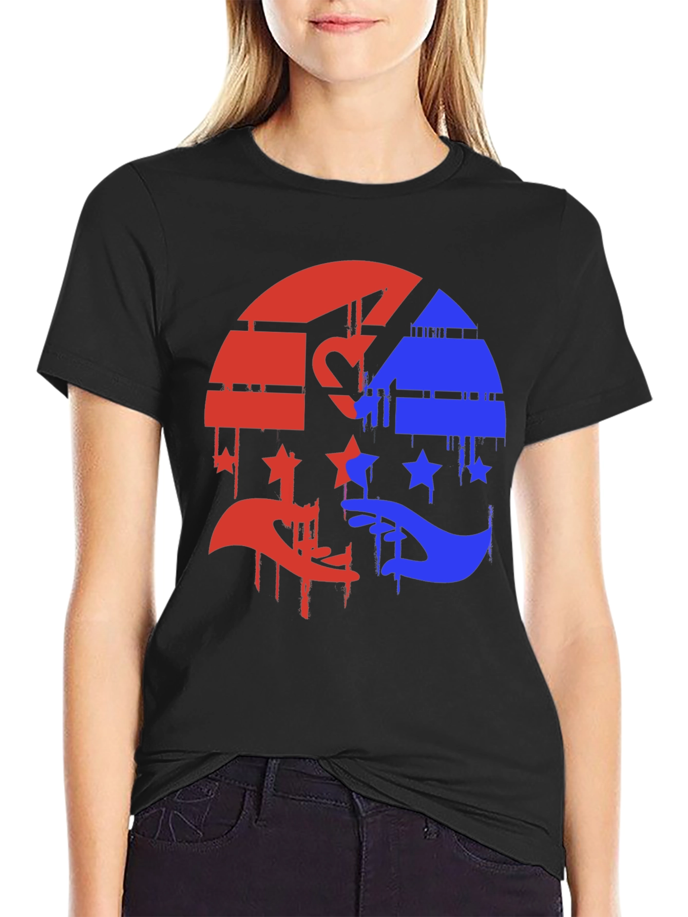Black Red & Blue Graphic Tee - Abstract Design view 2
