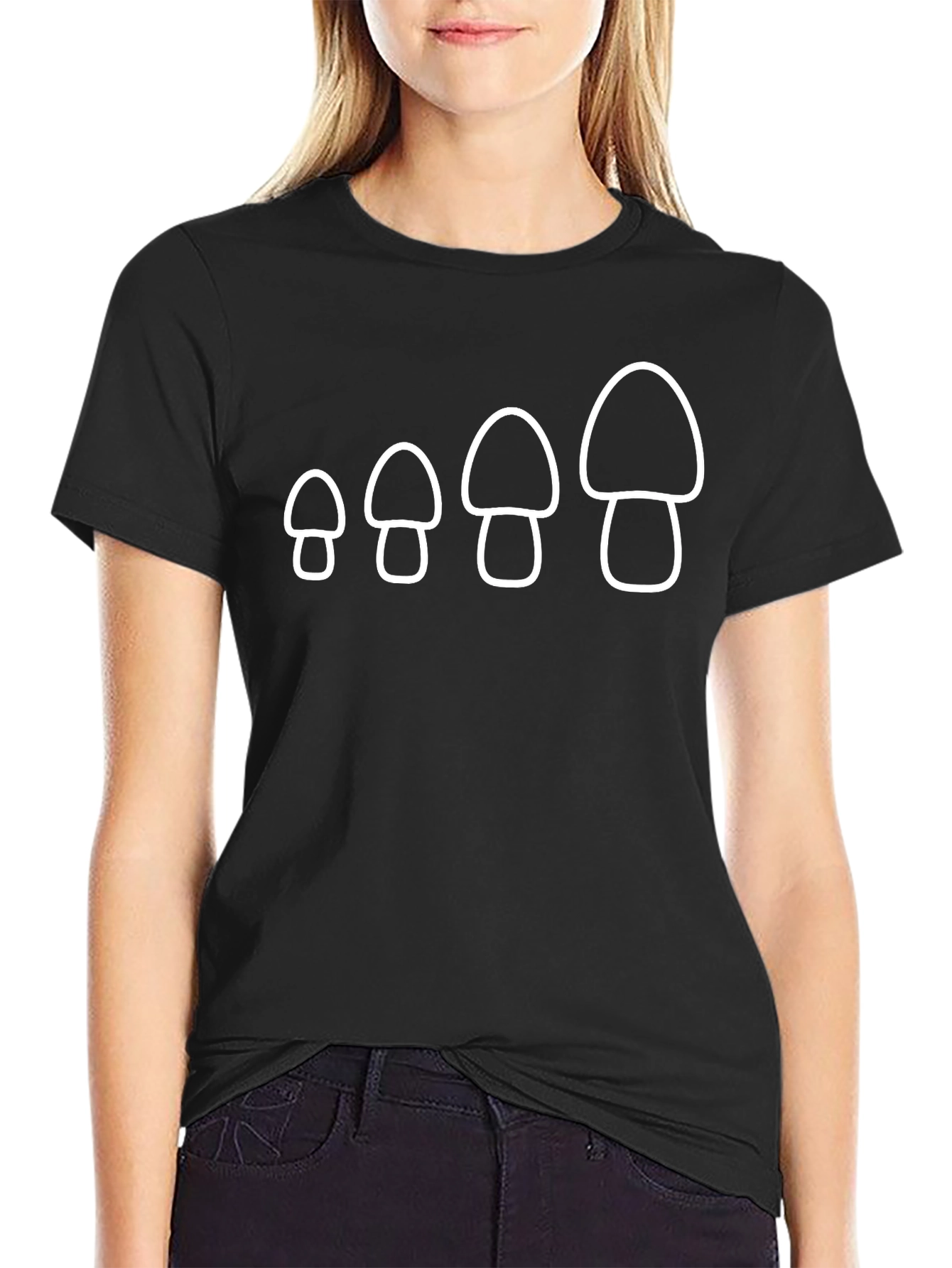 Black Mushroom Evolution T-Shirt - Fun Graphic Tee view 2