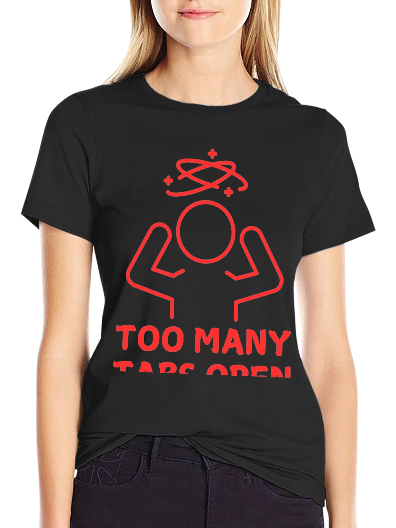 Black Too Many Tabs Open Graphic Tee view 2