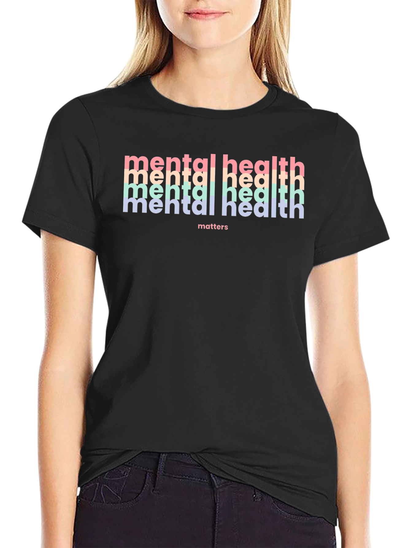 Black Mental Health Matters Graphic Tee - Black view 2