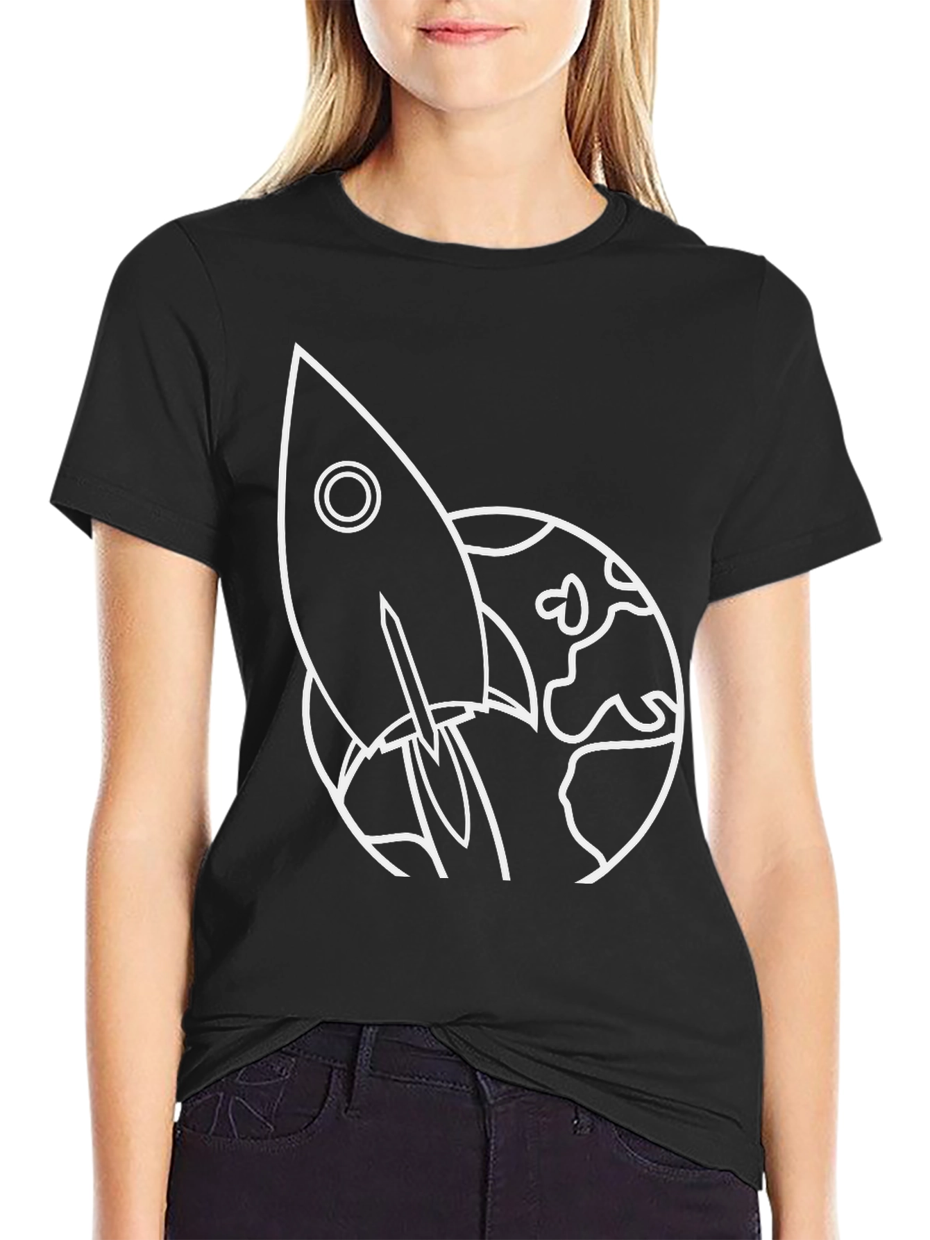 Black Rocket Launch Graphic Tee - Black Cotton view 2