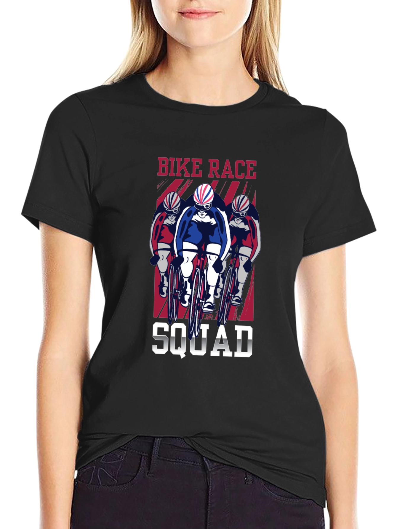 Black Bike Race Squad T-Shirt - Cycling Enthusiast Tee view 2