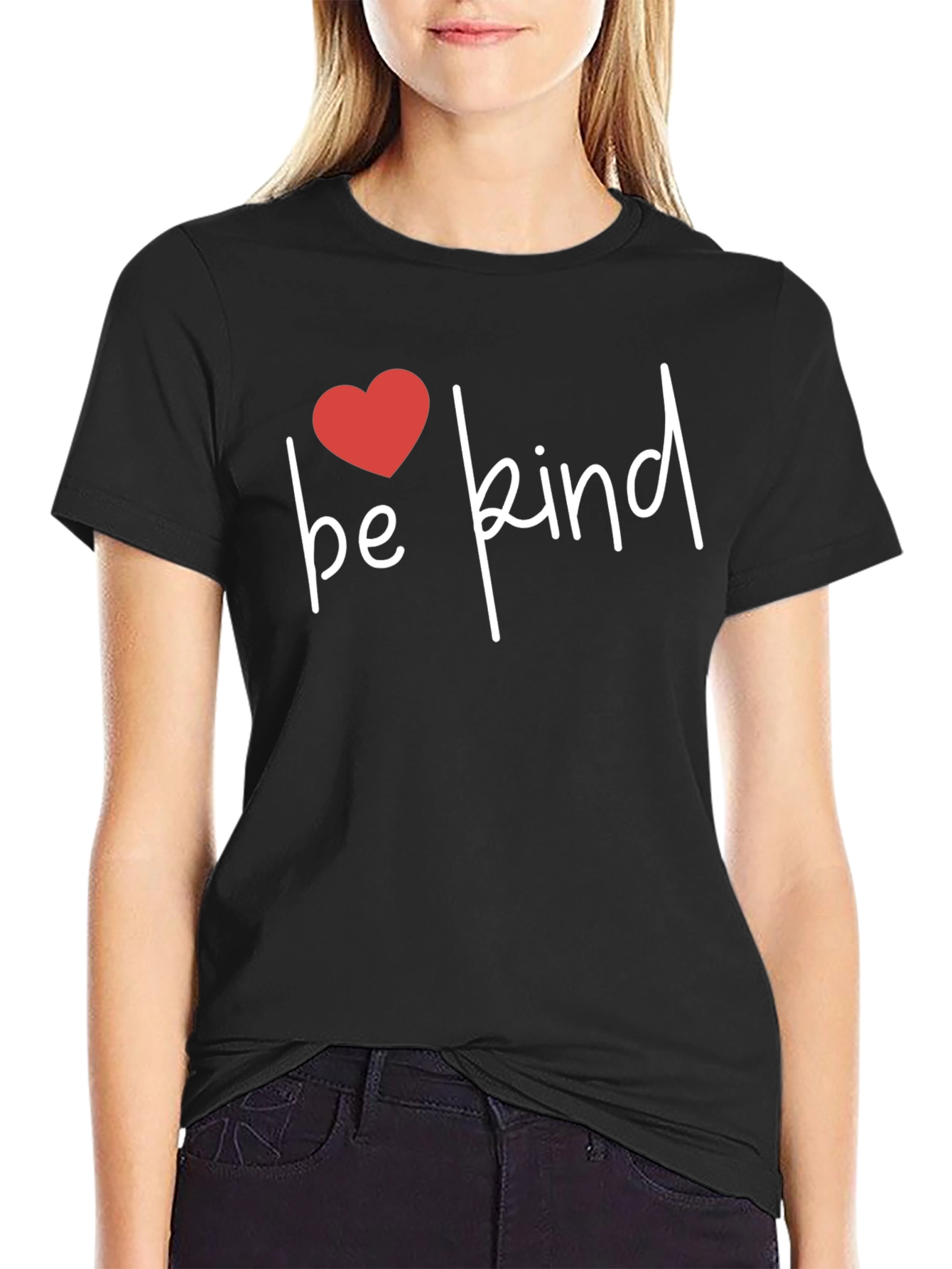 Black Be Kind Heart Graphic T-Shirt - Stylish Comfort Fit view 2