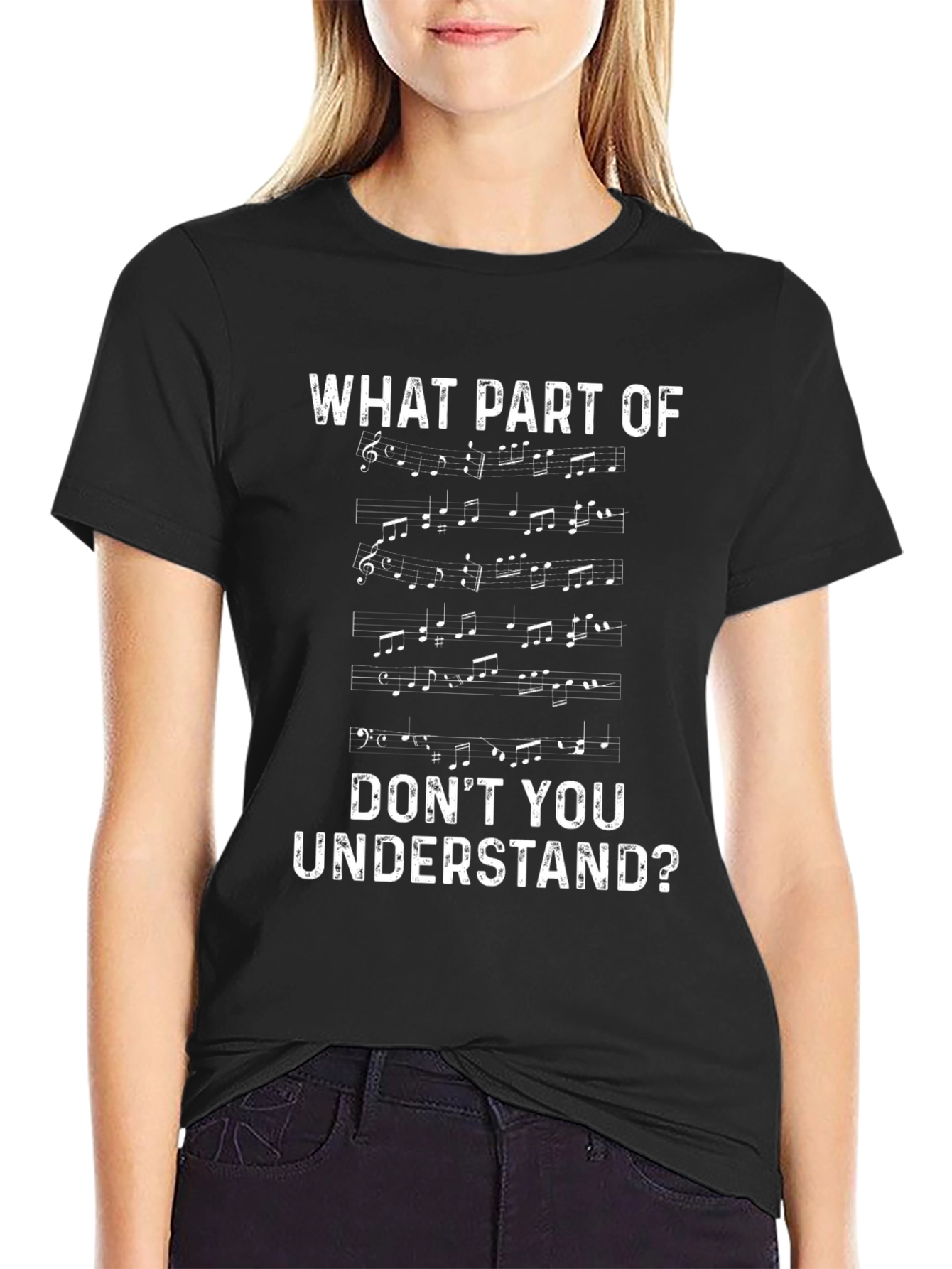 Black Music Notes "Don't You Understand?" T-Shirt view 2